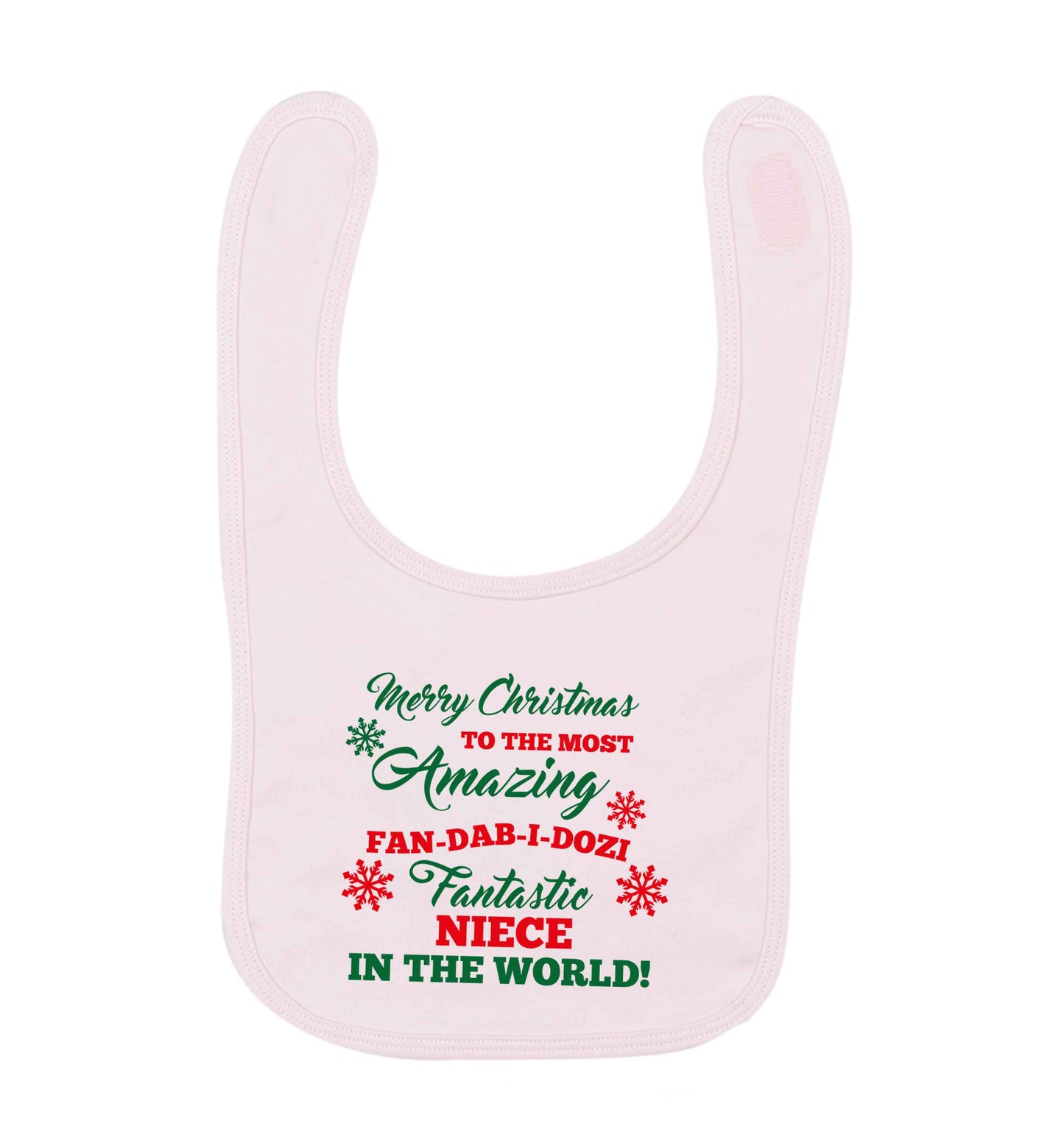 Merry Christmas to the most amazing fan-dab-i-dozi fantasic Niece in the world pale pink baby bib