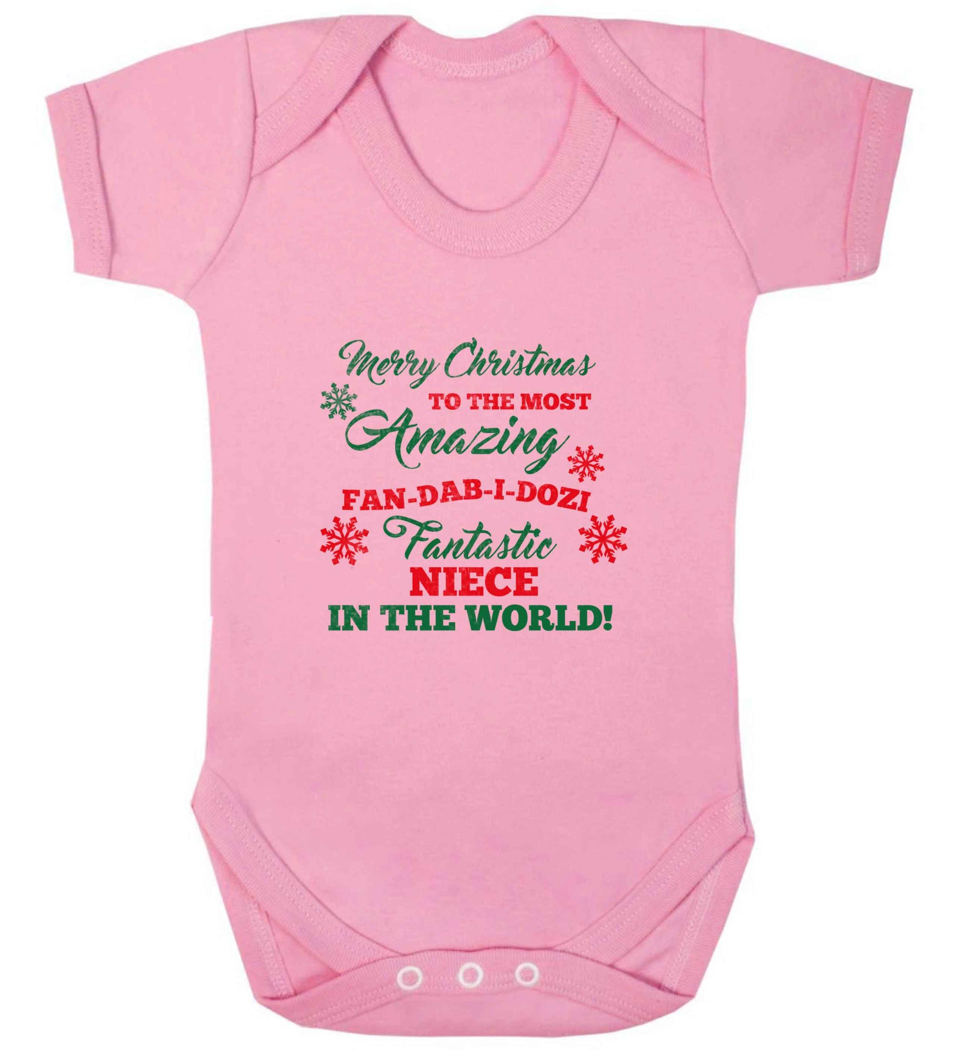 Merry Christmas to the most amazing fan-dab-i-dozi fantasic Niece in the world baby vest pale pink 18-24 months