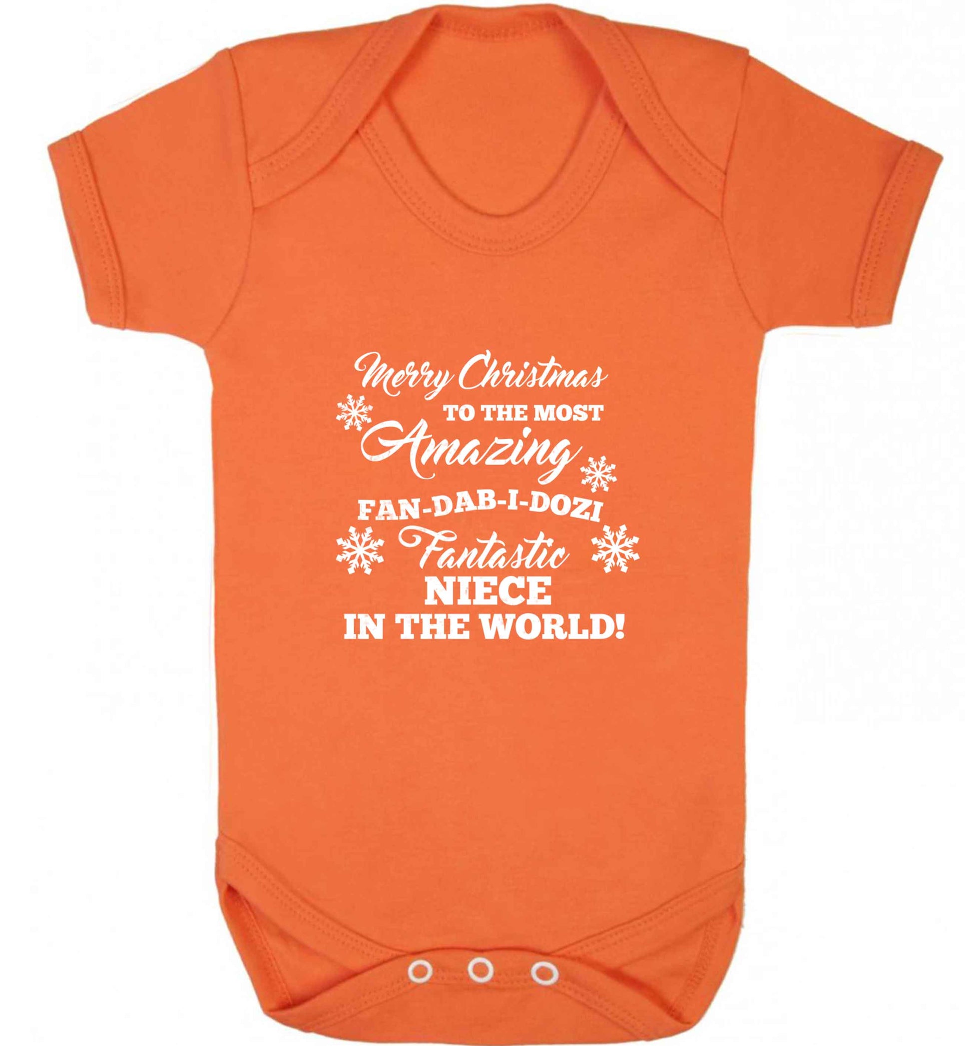 Merry Christmas to the most amazing fan-dab-i-dozi fantasic Niece in the world baby vest orange 18-24 months
