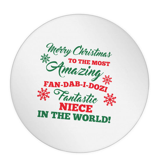 Merry Christmas to the most amazing fan-dab-i-dozi fantasic Niece in the world 24 @ 45mm matt circle stickers