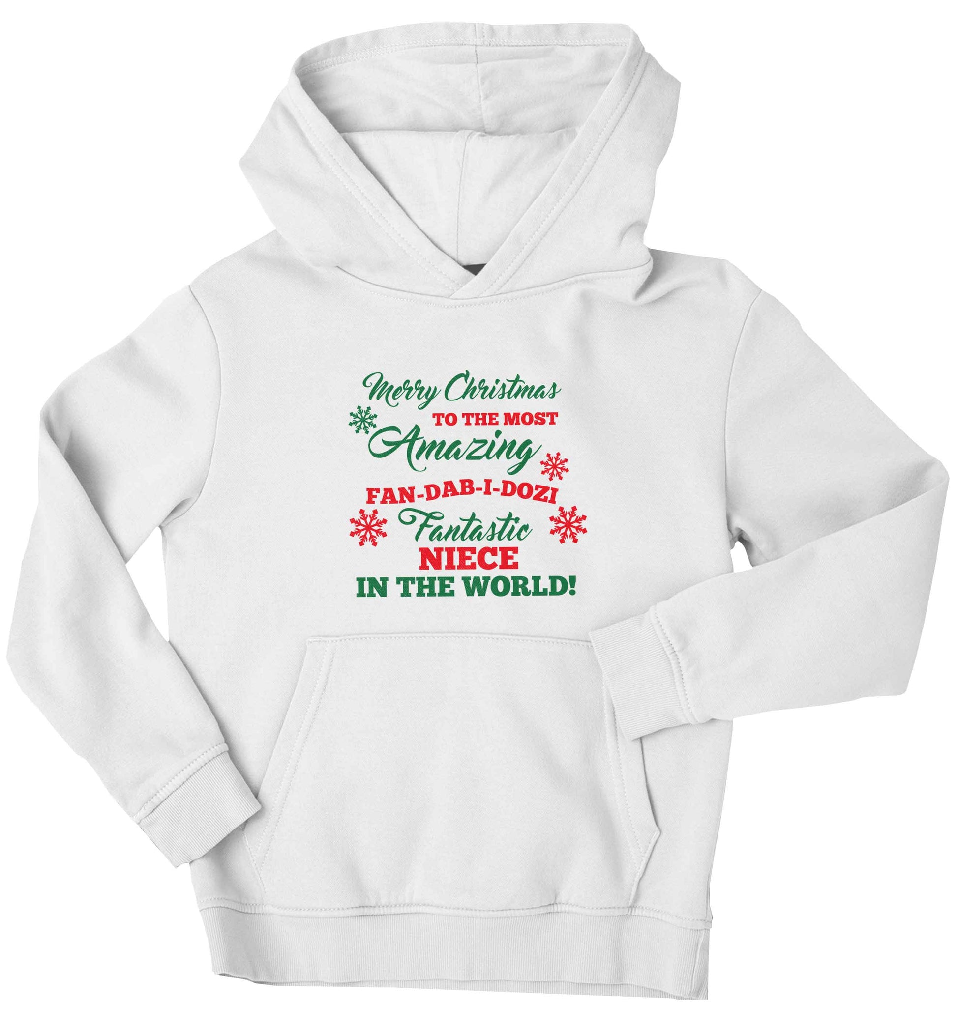 Merry Christmas to the most amazing fan-dab-i-dozi fantasic Niece in the world children's white hoodie 12-13 Years