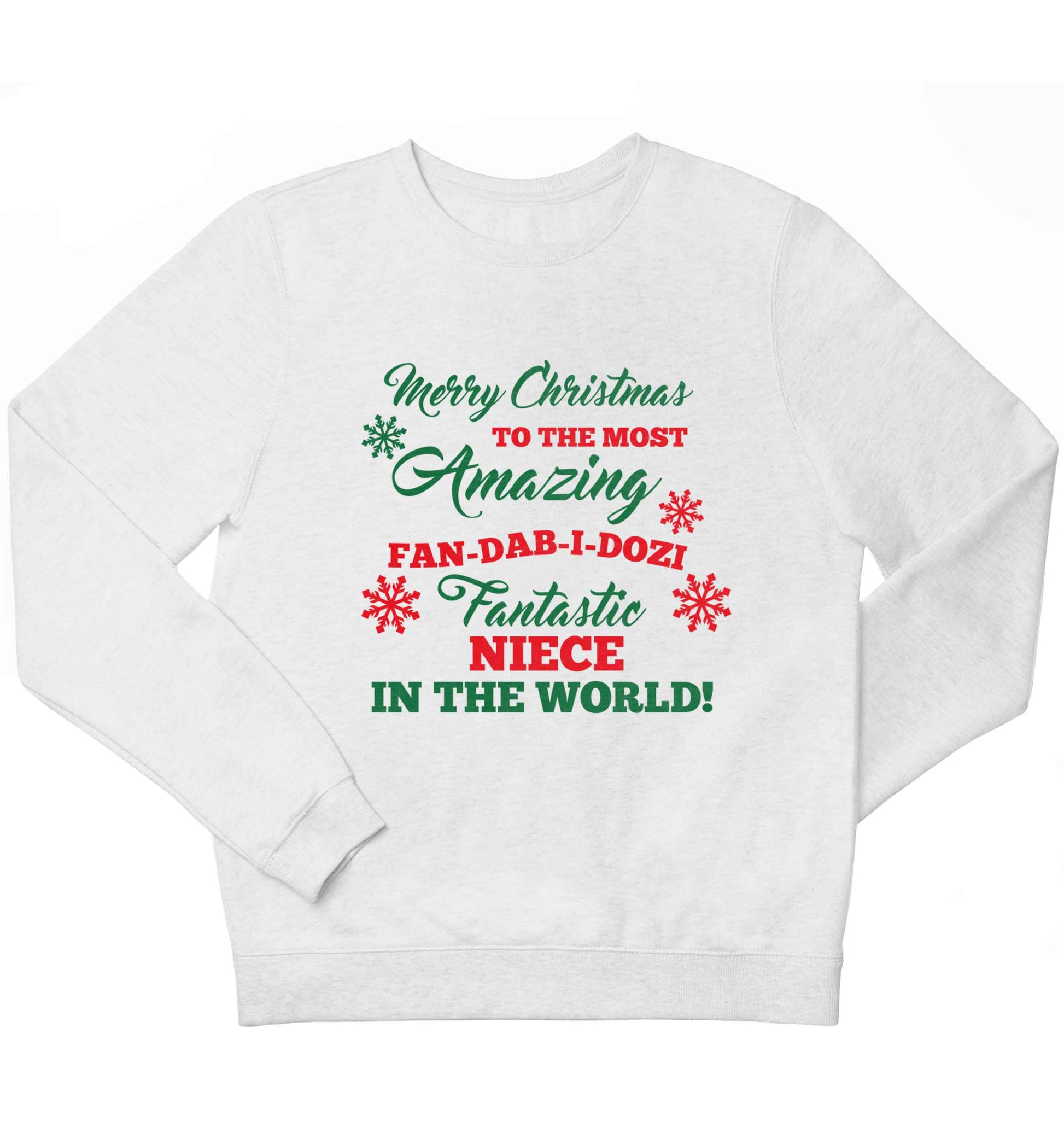 Merry Christmas to the most amazing fan-dab-i-dozi fantasic Niece in the world children's white sweater 12-13 Years
