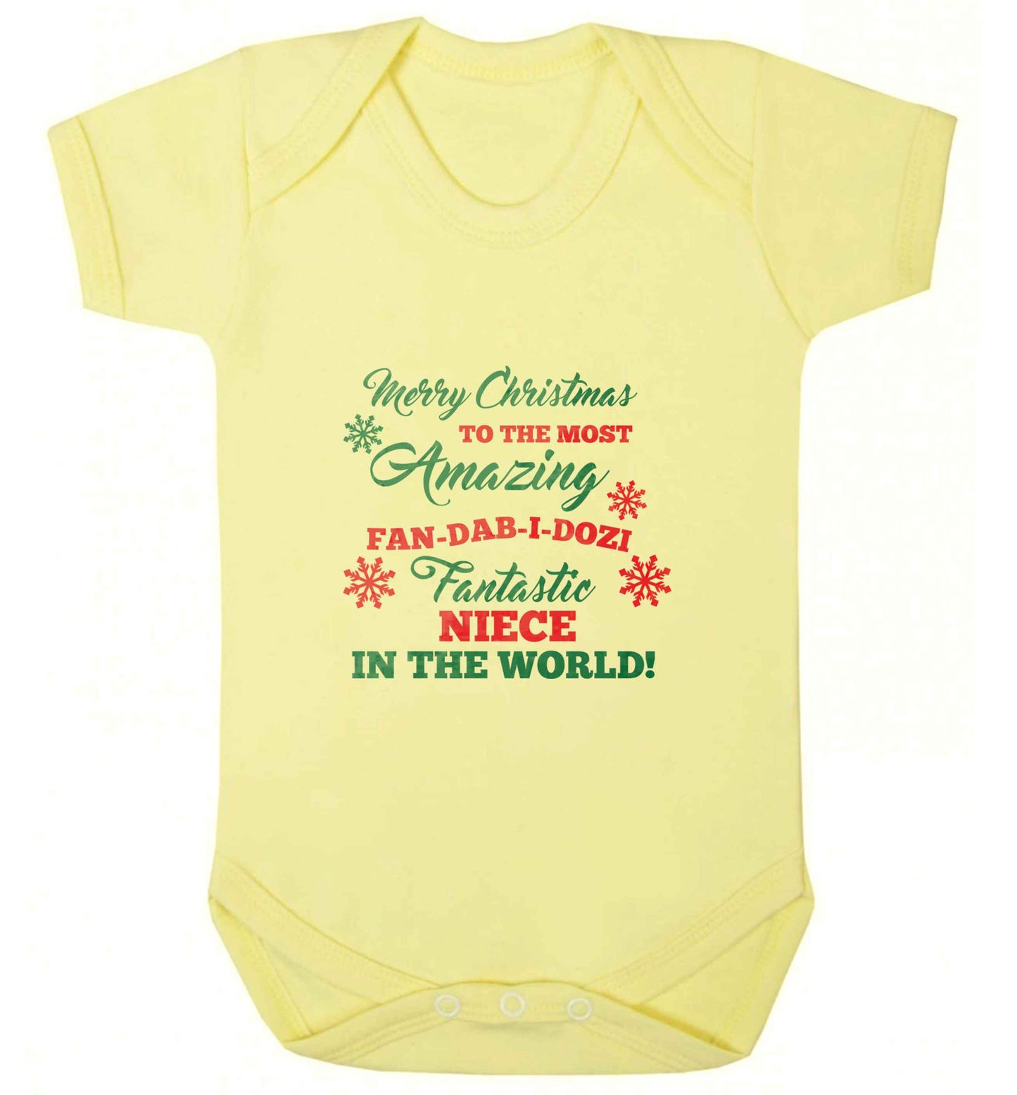 Merry Christmas to the most amazing fan-dab-i-dozi fantasic Niece in the world baby vest pale yellow 18-24 months