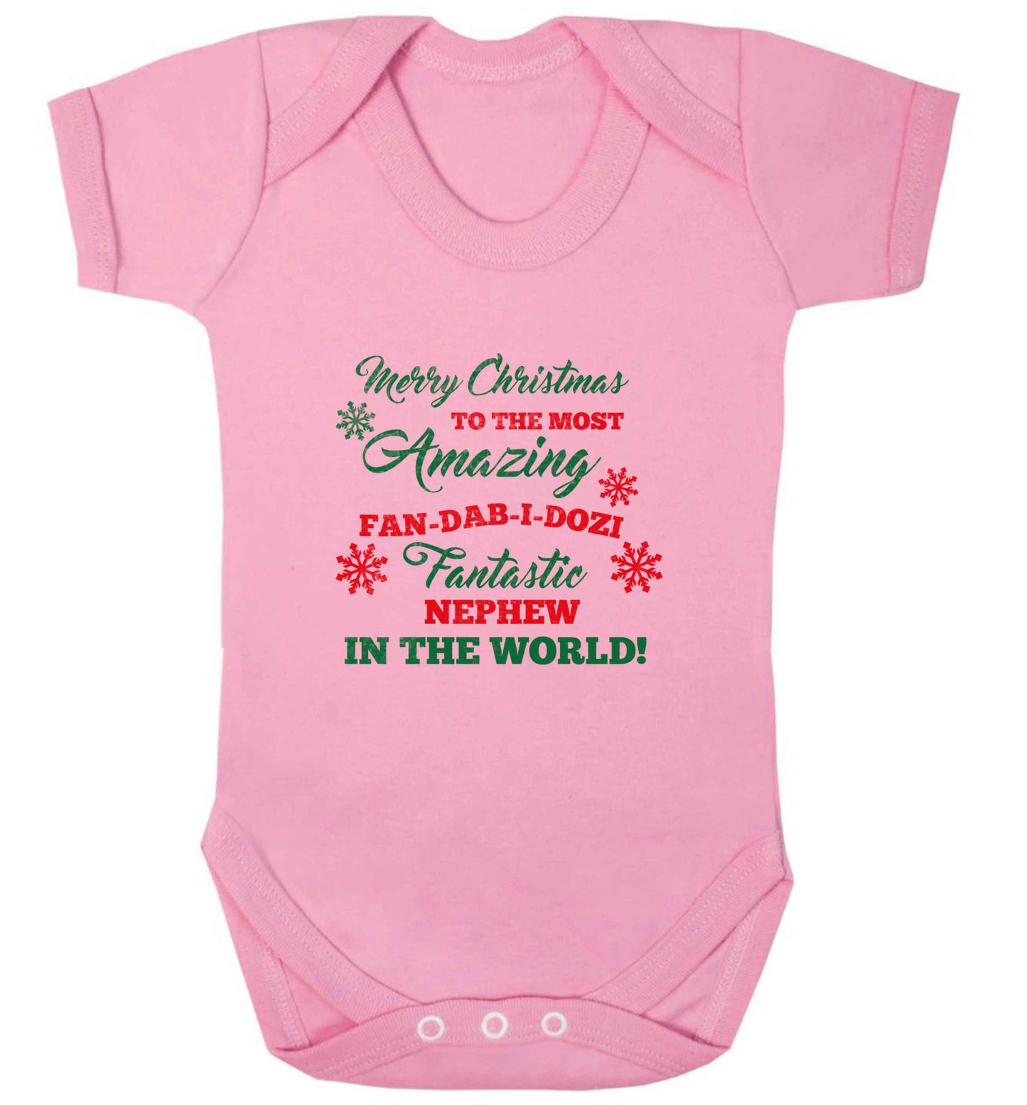 Merry Christmas to the most amazing fan-dab-i-dozi fantasic Nephew in the world baby vest pale pink 18-24 months