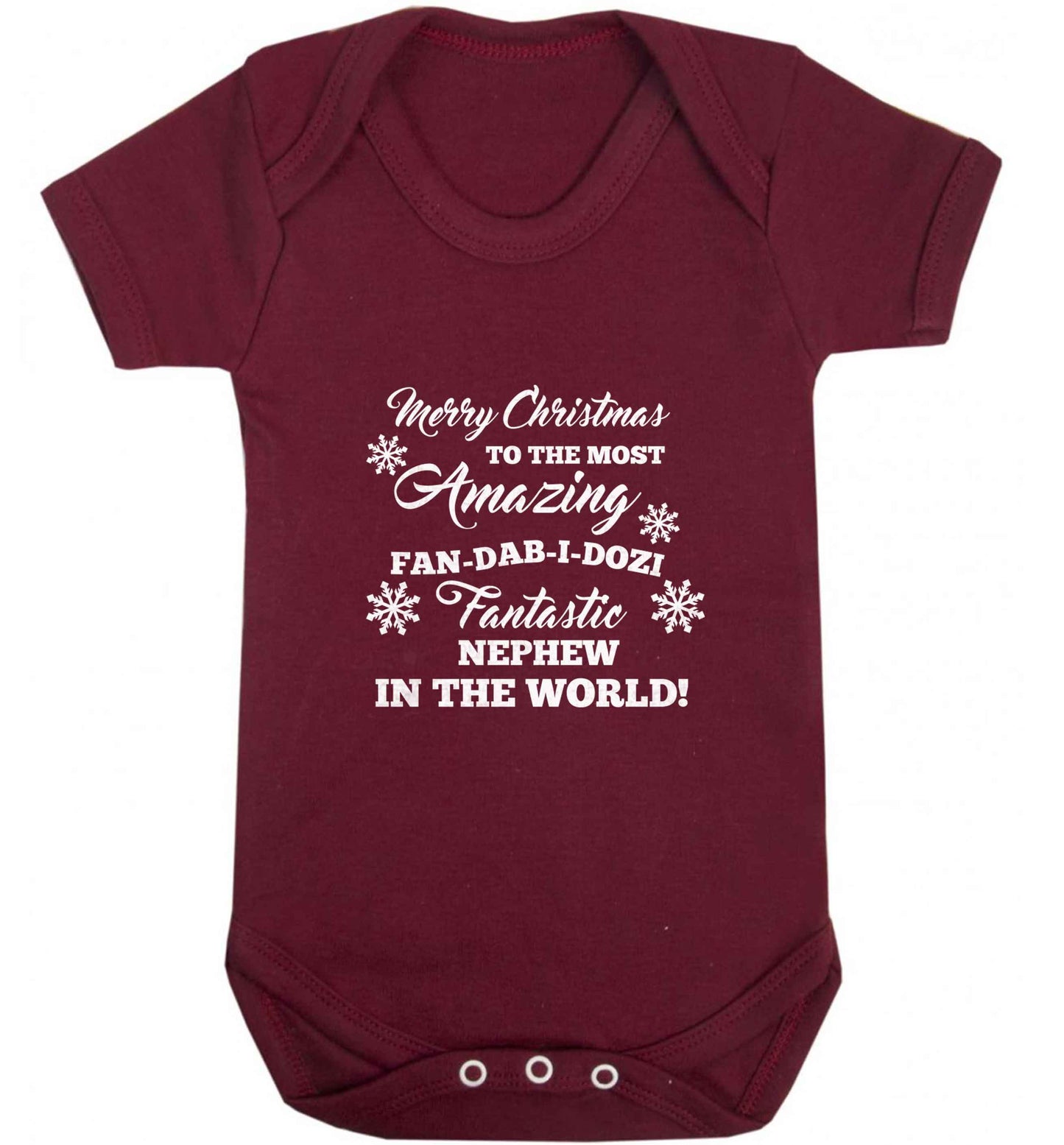 Merry Christmas to the most amazing fan-dab-i-dozi fantasic Nephew in the world baby vest maroon 18-24 months