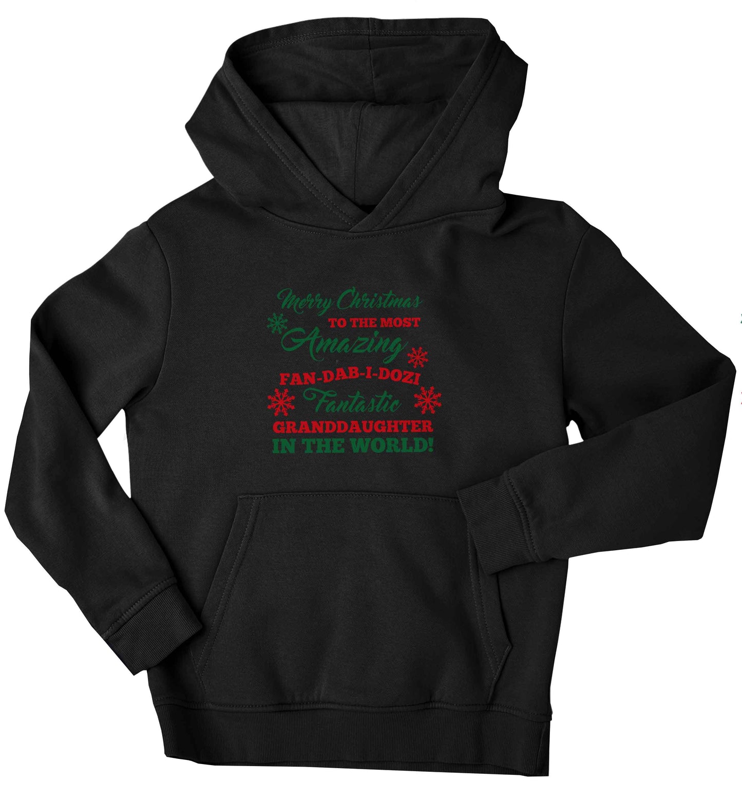 Merry Christmas to the most amazing fan-dab-i-dozi fantasic Granddaughter in the world children's black hoodie 12-13 Years