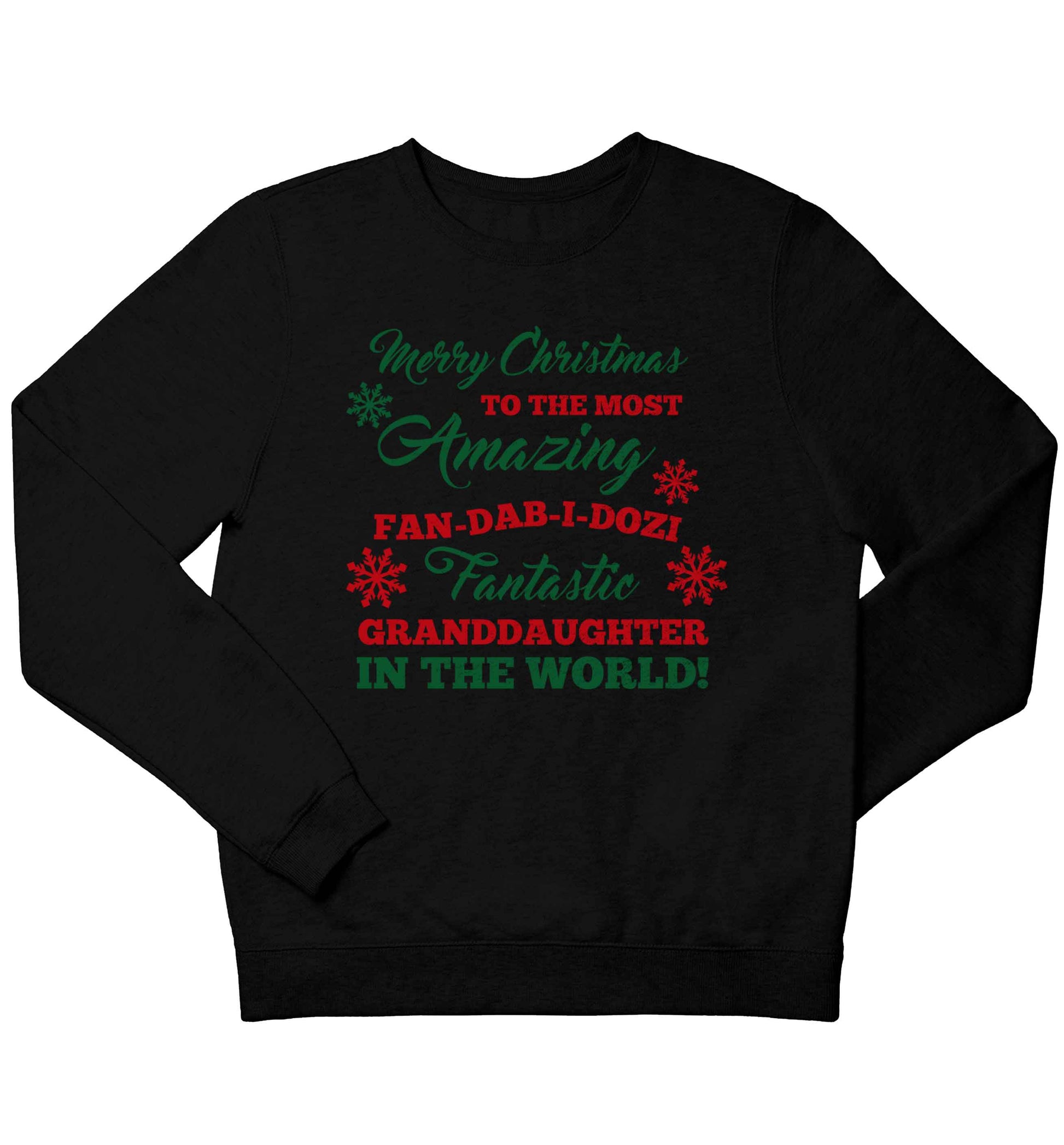 Merry Christmas to the most amazing fan-dab-i-dozi fantasic Granddaughter in the world children's black sweater 12-13 Years