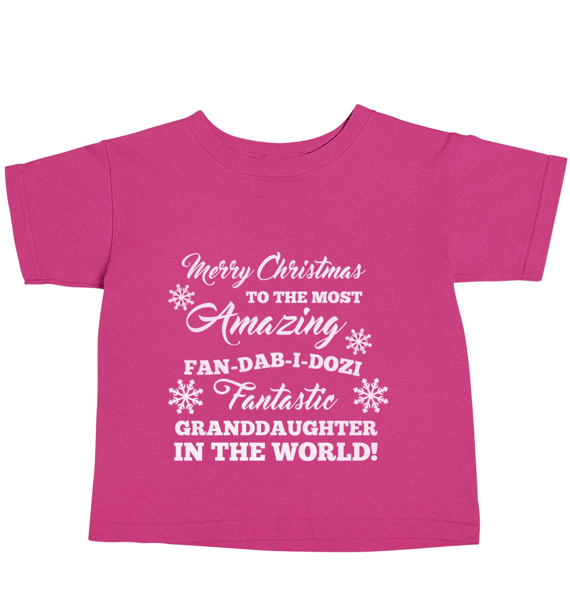 Merry Christmas to the most amazing fan-dab-i-dozi fantasic Granddaughter in the world pink baby toddler Tshirt 2 Years