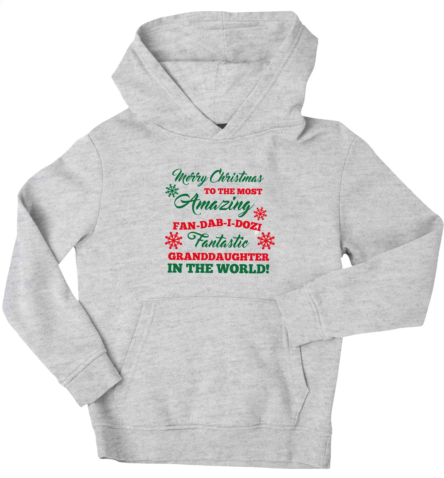 Merry Christmas to the most amazing fan-dab-i-dozi fantasic Granddaughter in the world children's grey hoodie 12-13 Years