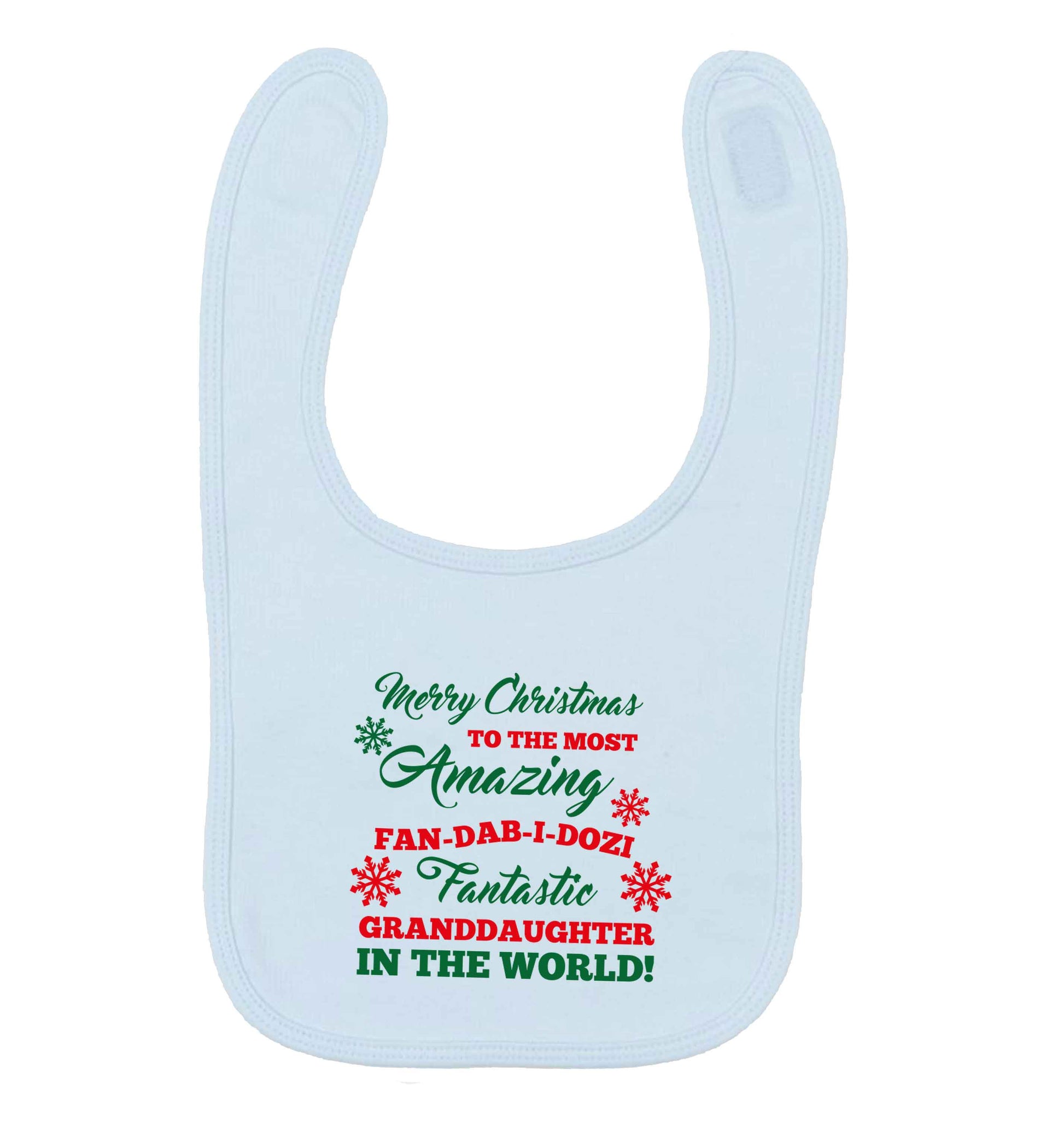 Merry Christmas to the most amazing fan-dab-i-dozi fantasic Granddaughter in the world pale blue baby bib