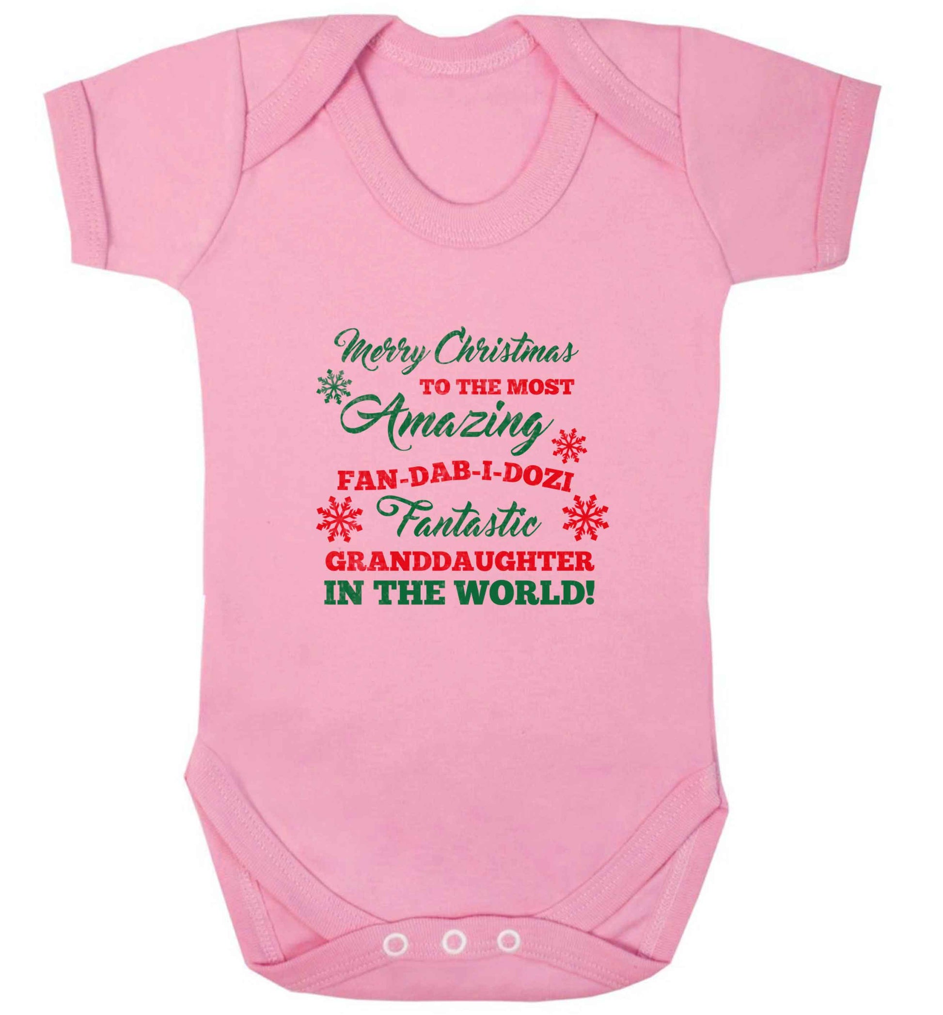 Merry Christmas to the most amazing fan-dab-i-dozi fantasic Granddaughter in the world baby vest pale pink 18-24 months
