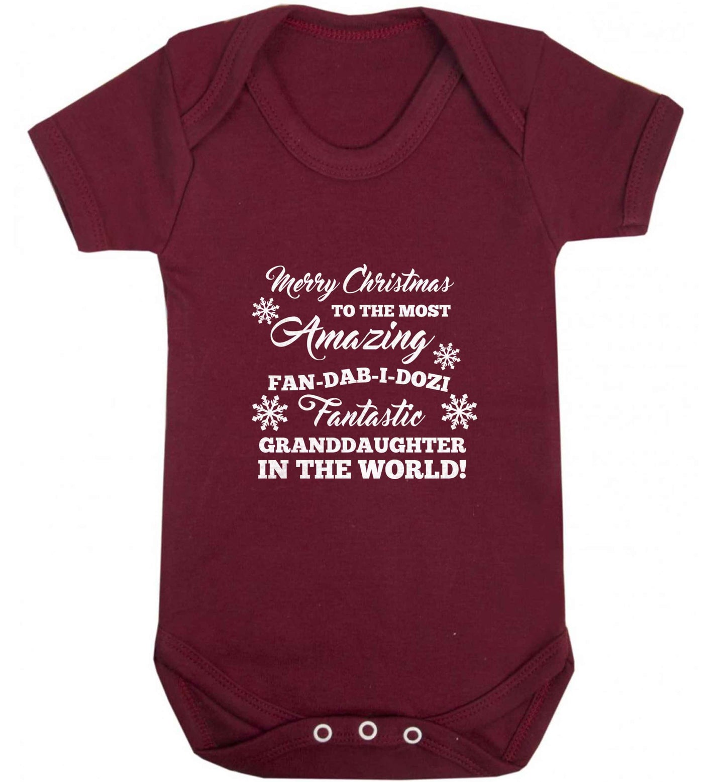 Merry Christmas to the most amazing fan-dab-i-dozi fantasic Granddaughter in the world baby vest maroon 18-24 months