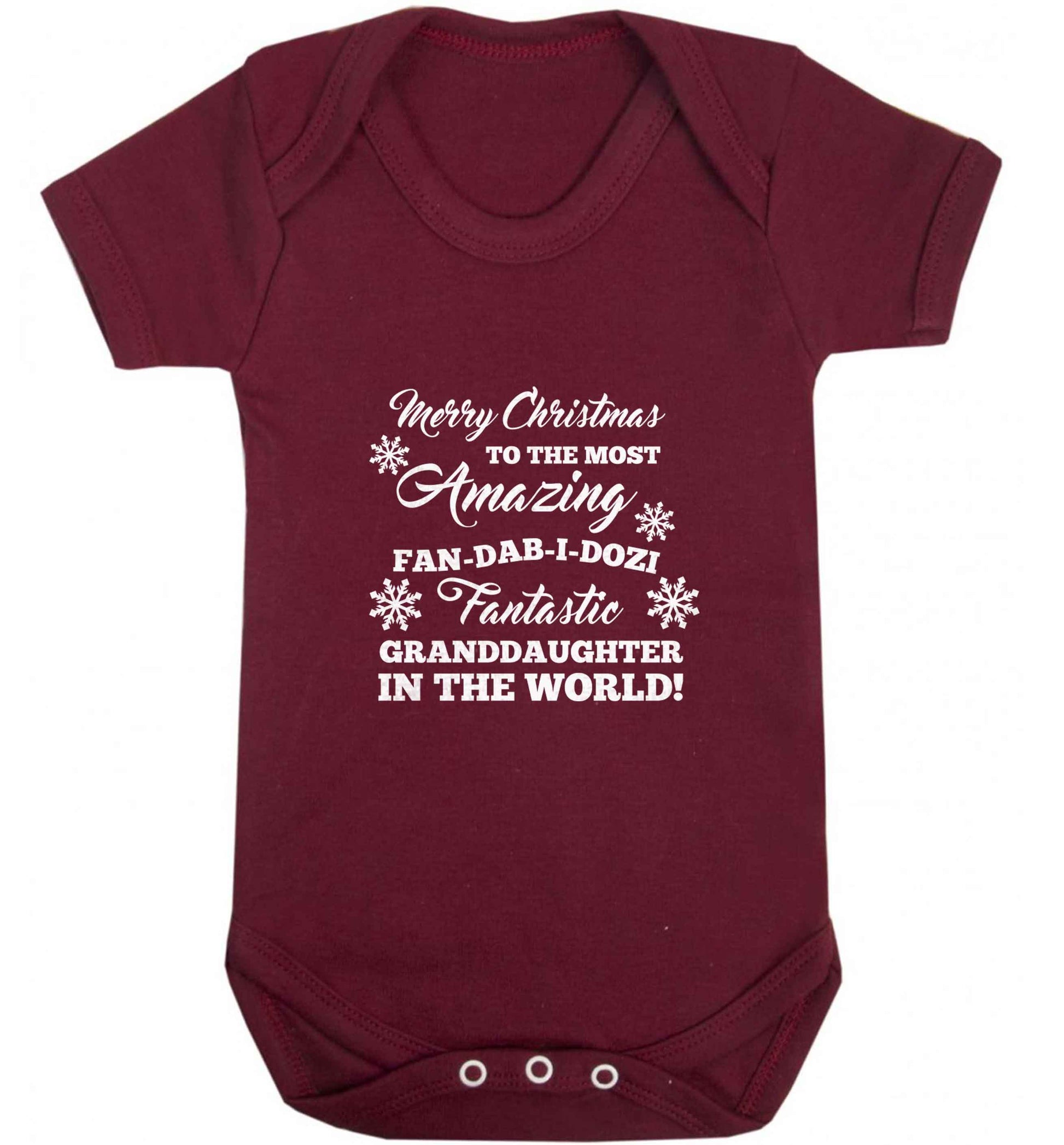 Merry Christmas to the most amazing fan-dab-i-dozi fantasic Granddaughter in the world baby vest maroon 18-24 months