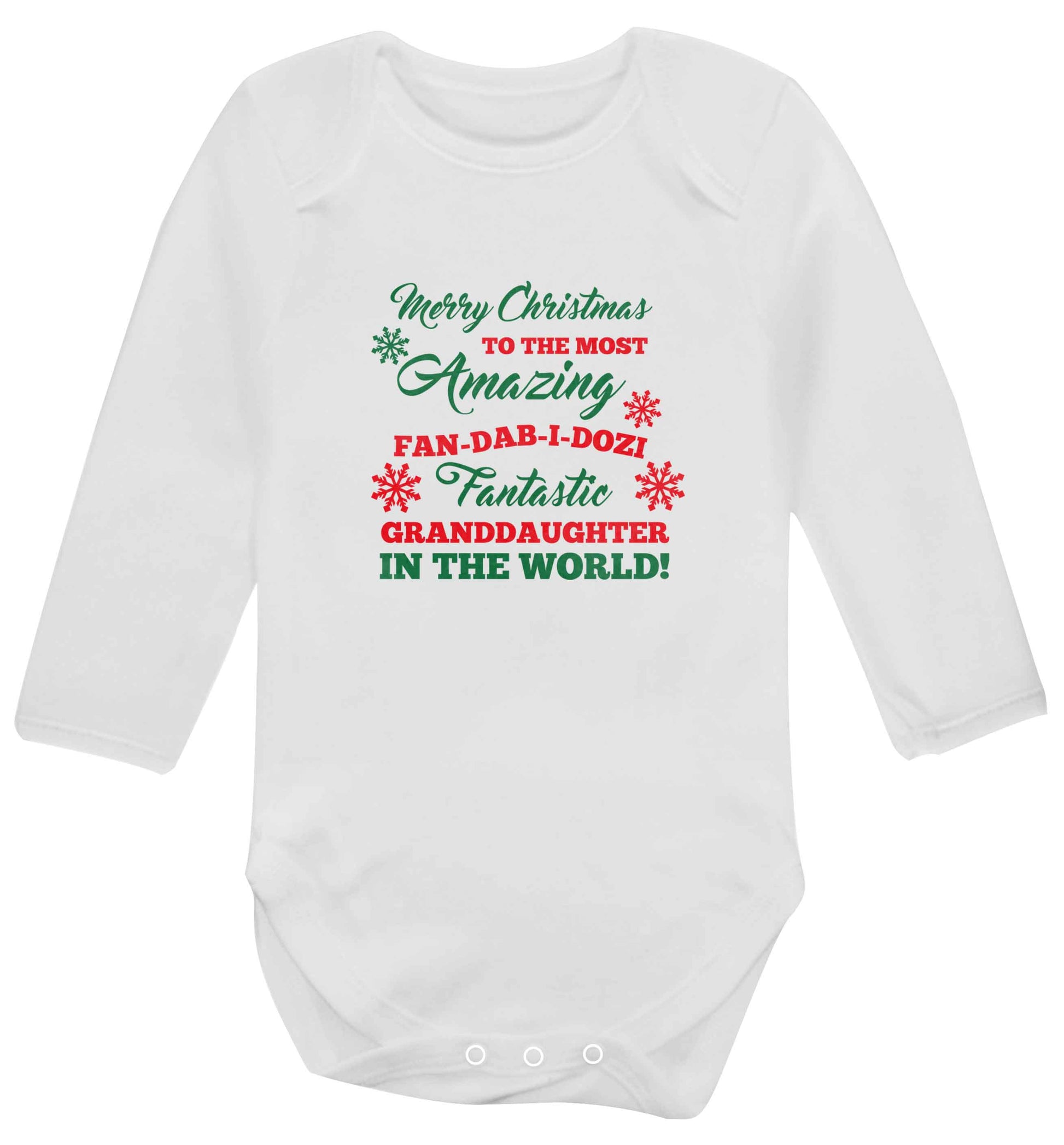 Merry Christmas to the most amazing fan-dab-i-dozi fantasic Granddaughter in the world baby vest long sleeved white 6-12 months