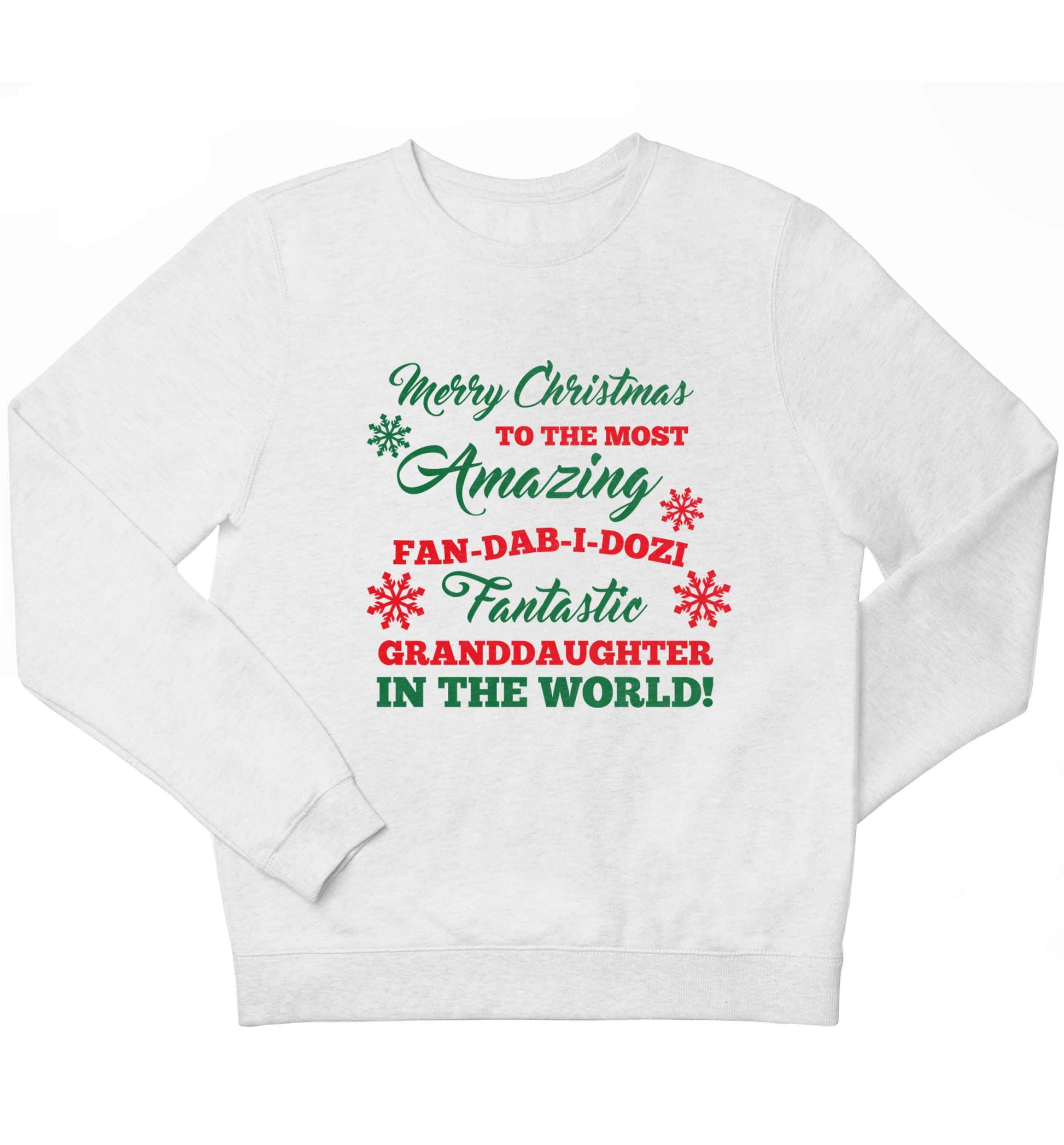 Merry Christmas to the most amazing fan-dab-i-dozi fantasic Granddaughter in the world children's white sweater 12-13 Years