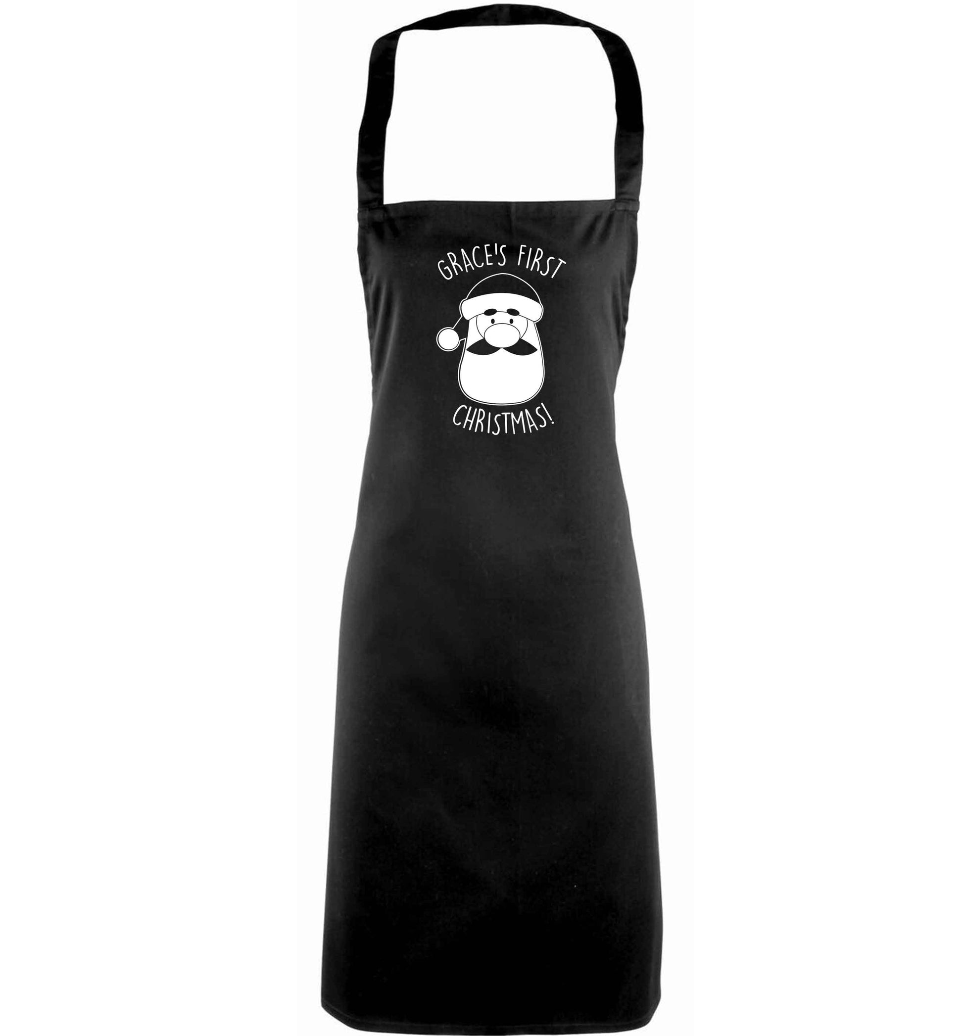 Personalised first Christmas - santa adults black apron