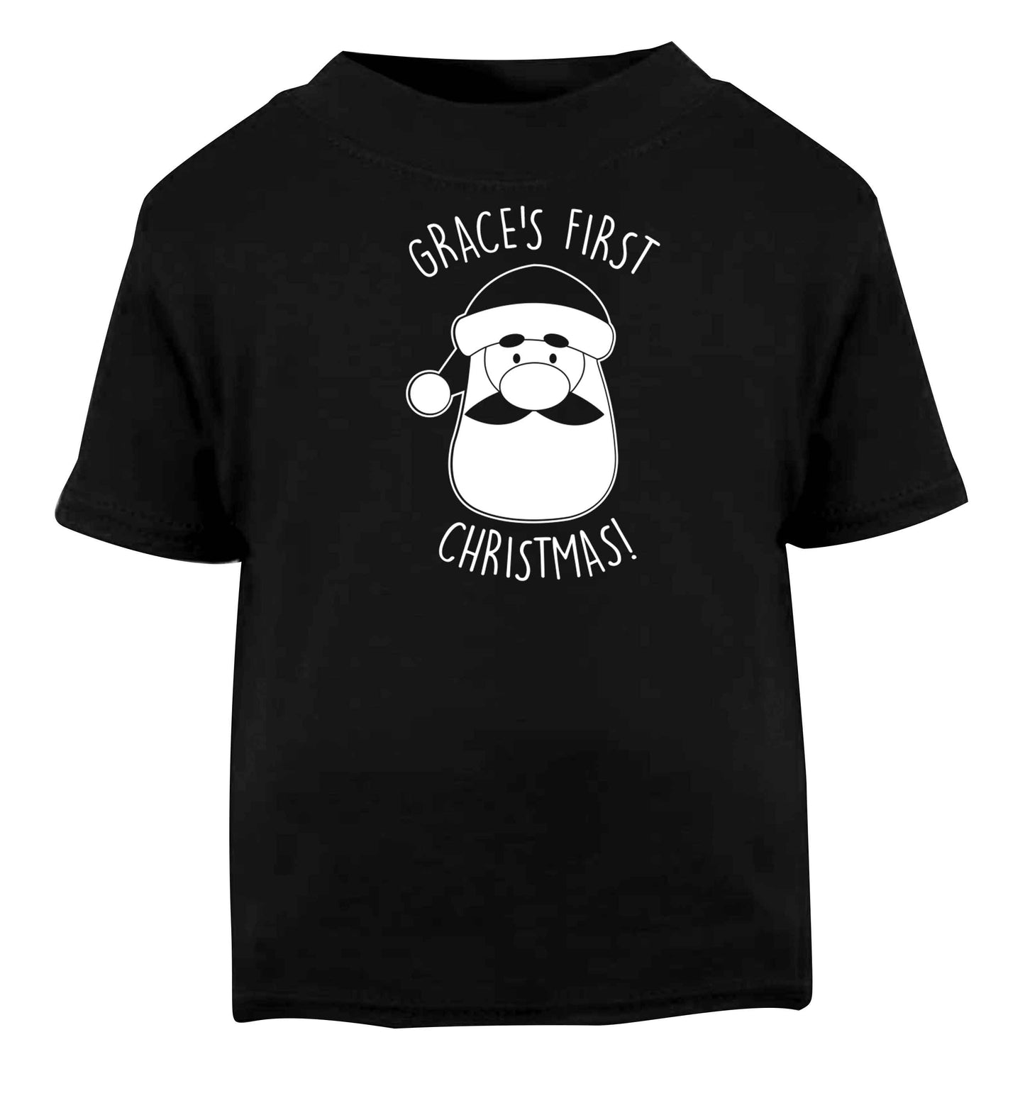 Personalised first Christmas - santa Black baby toddler Tshirt 2 years