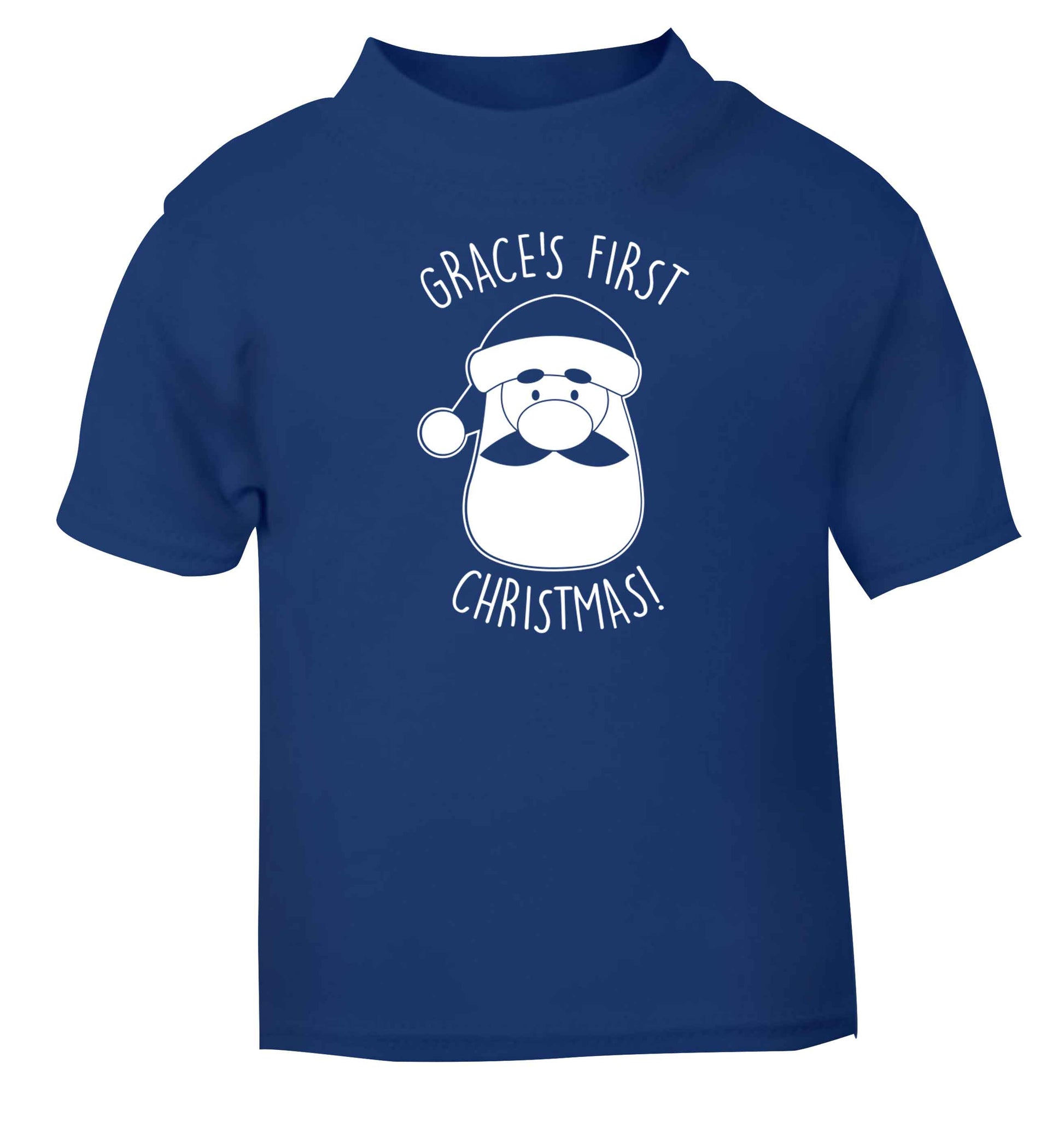 Personalised first Christmas - santa blue baby toddler Tshirt 2 Years