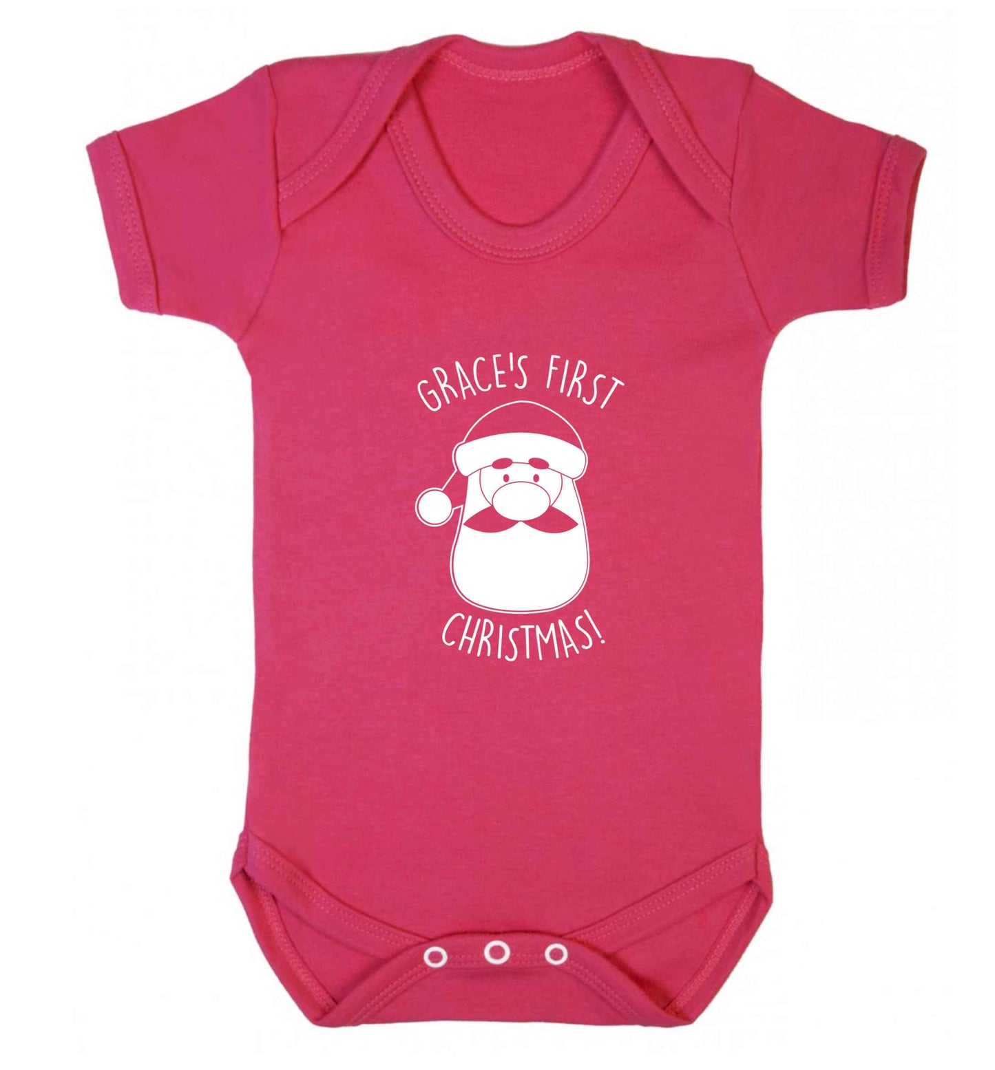 Personalised first Christmas - santa baby vest dark pink 18-24 months