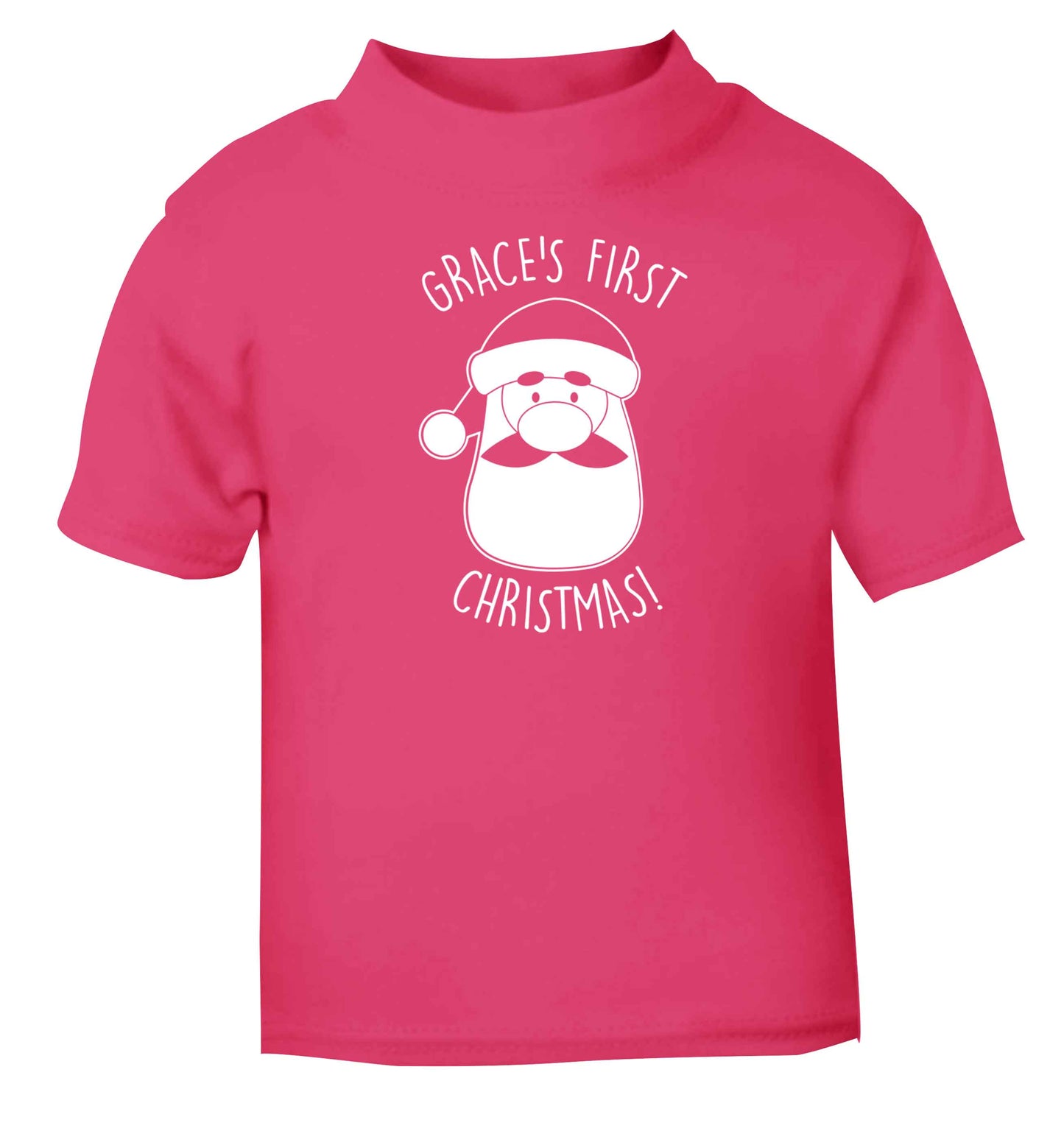 Personalised first Christmas - santa pink baby toddler Tshirt 2 Years