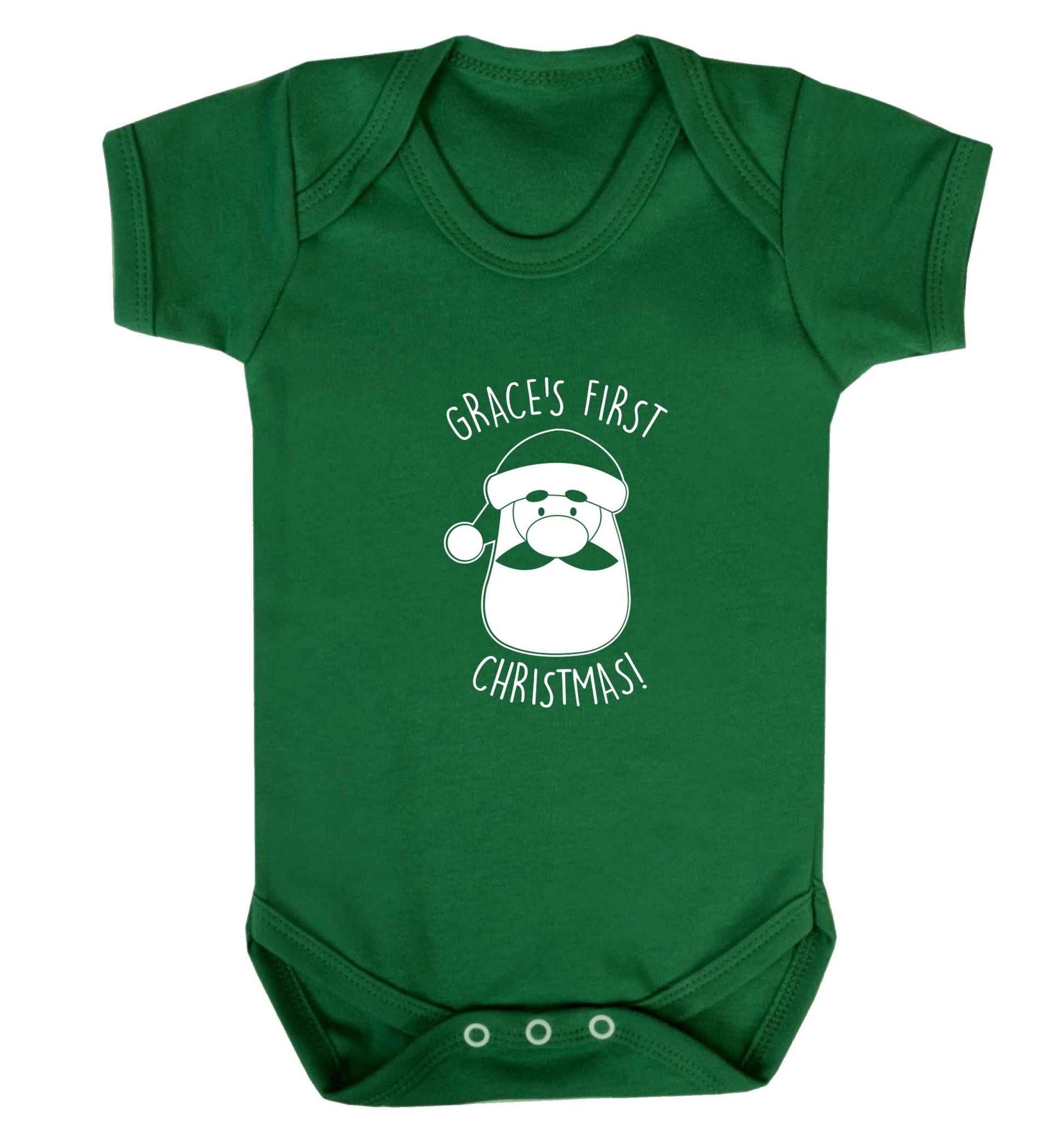 Personalised first Christmas - santa baby vest green 18-24 months