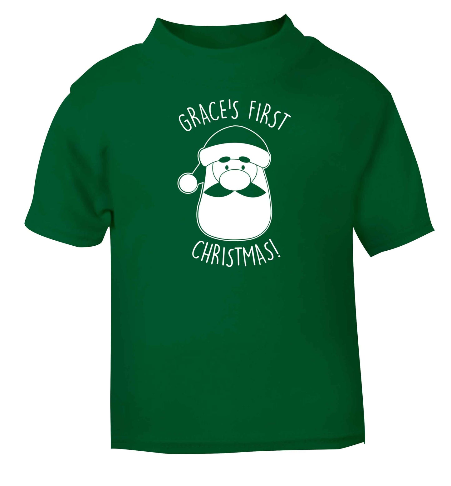 Personalised first Christmas - santa green baby toddler Tshirt 2 Years
