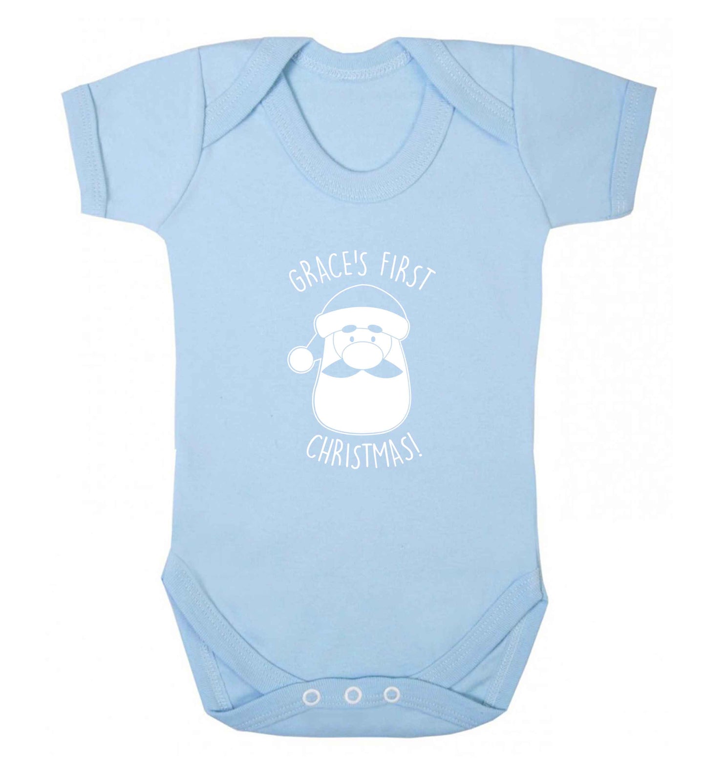 Personalised first Christmas - santa baby vest pale blue 18-24 months