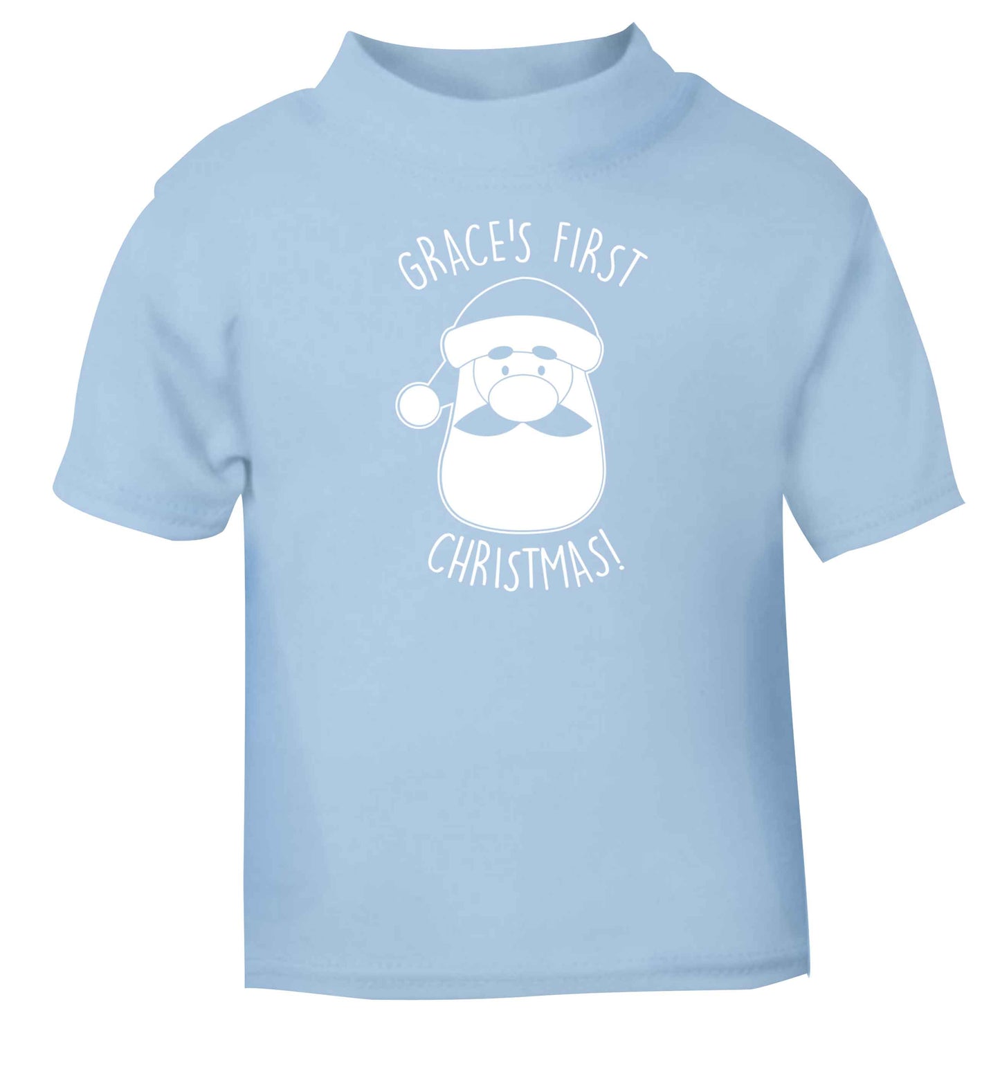 Personalised first Christmas - santa light blue baby toddler Tshirt 2 Years