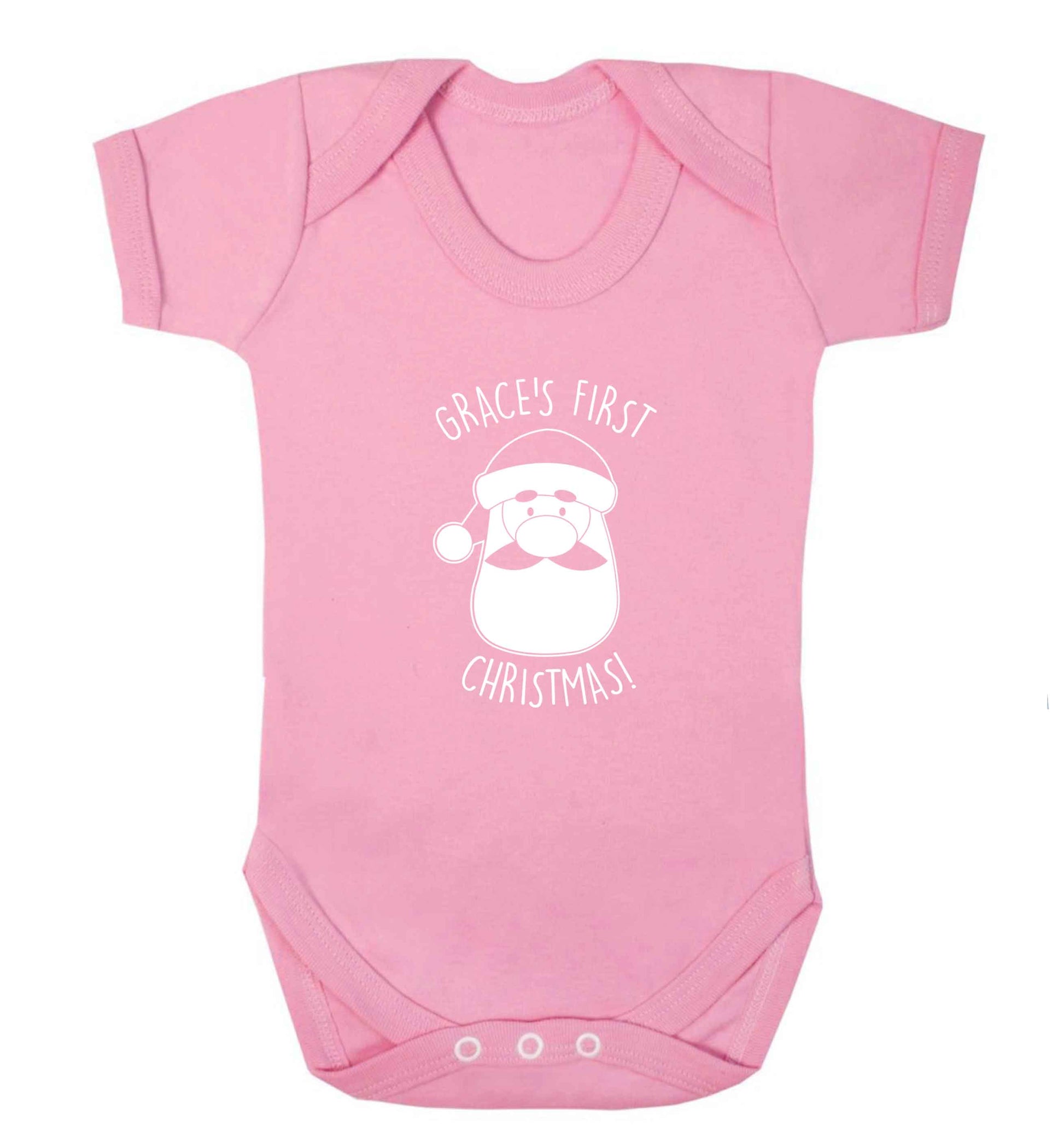 Personalised first Christmas - santa baby vest pale pink 18-24 months
