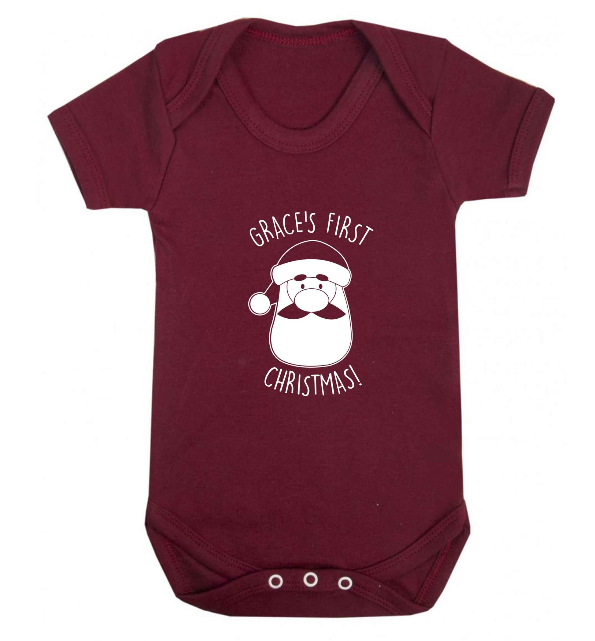 Personalised first Christmas - santa baby vest maroon 18-24 months