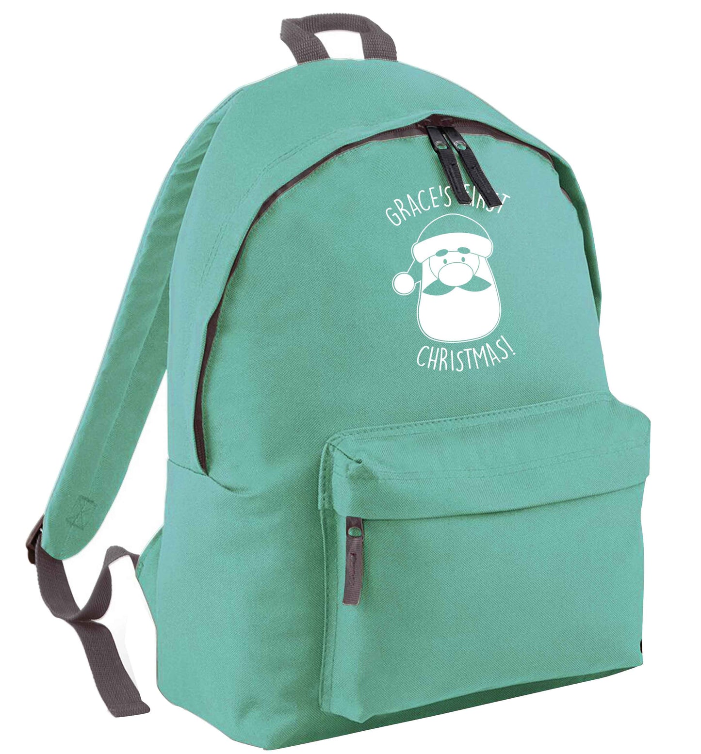 Personalised first Christmas - santa mint adults backpack