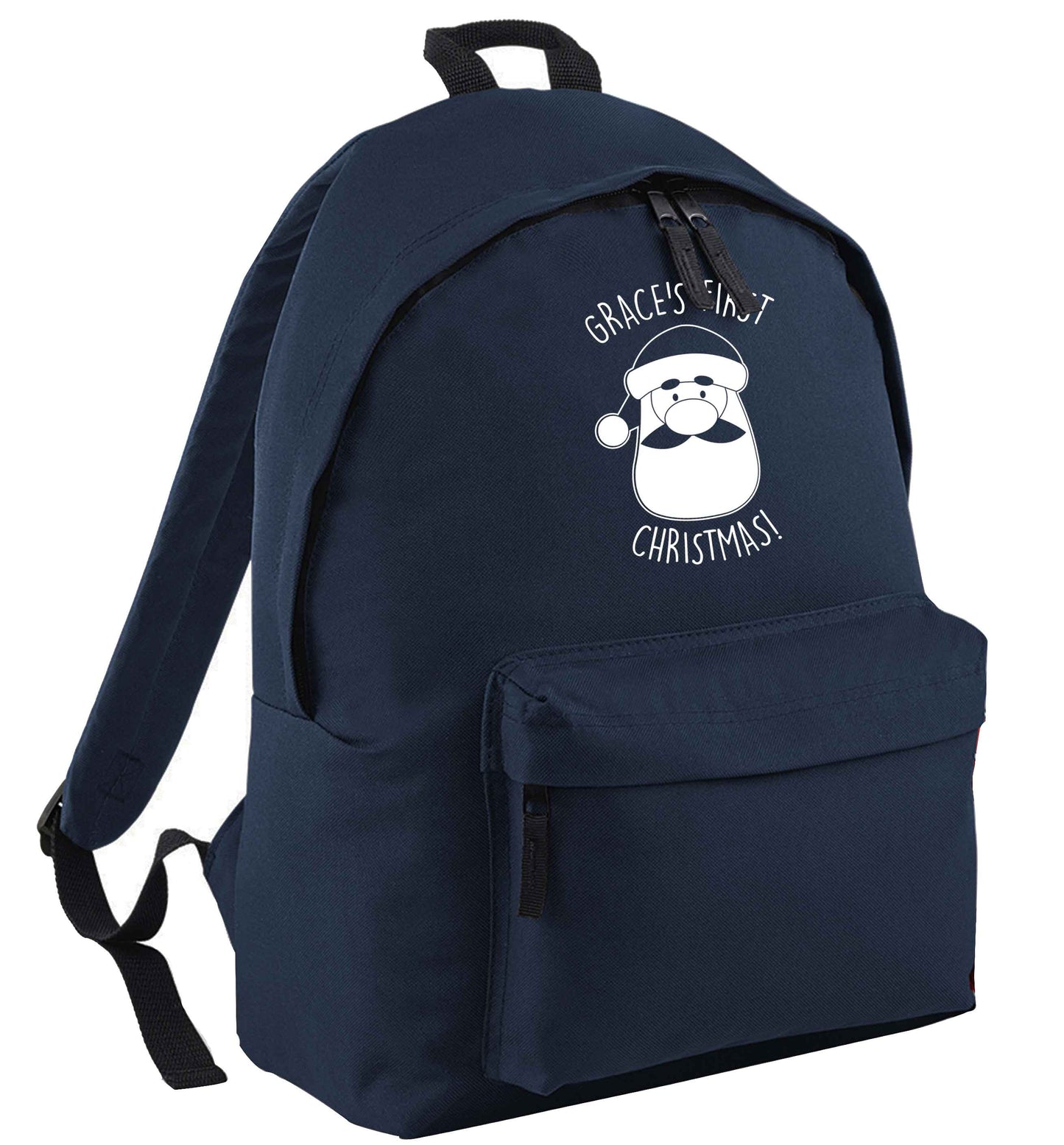 Personalised first Christmas - santa navy adults backpack