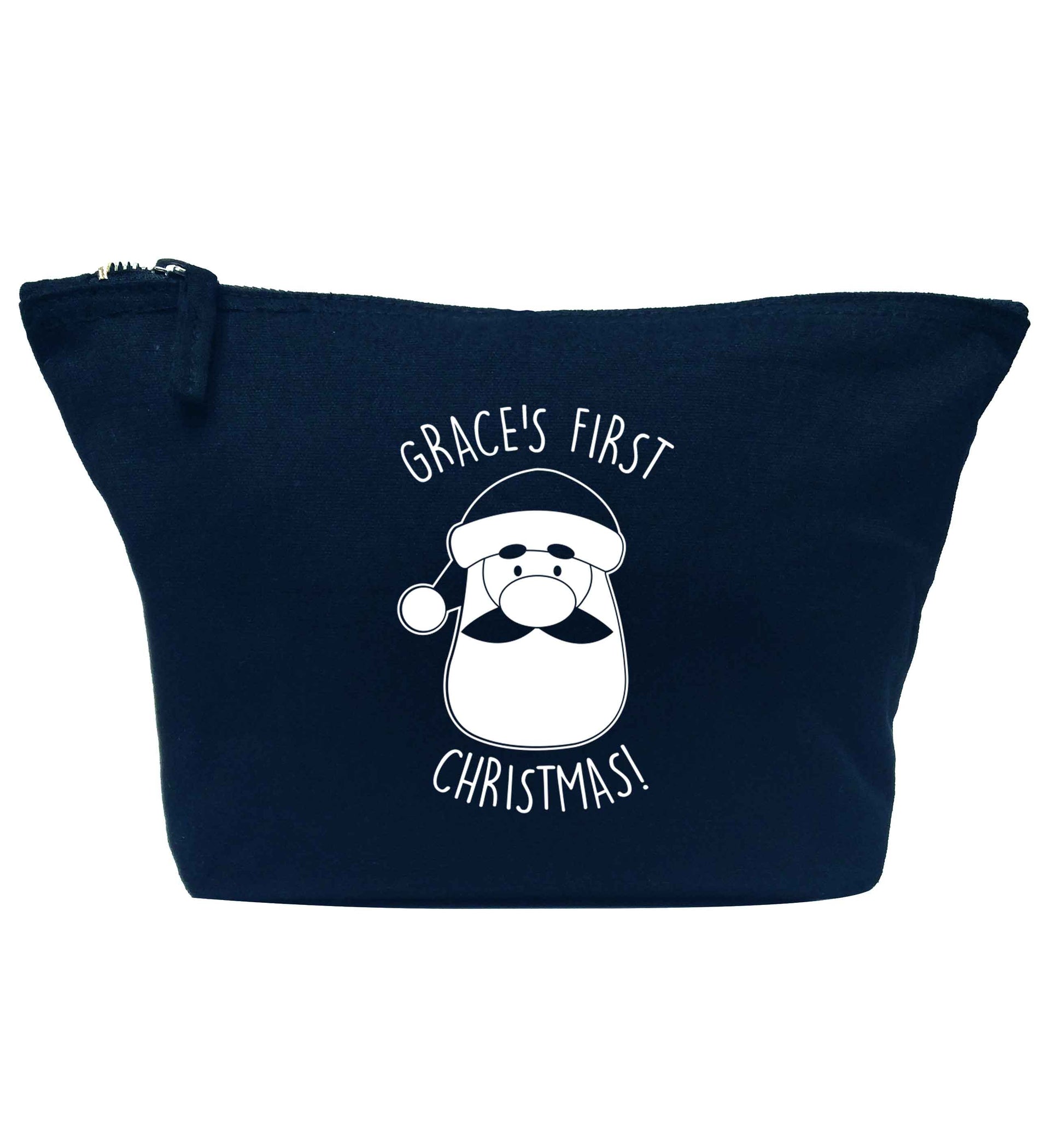 Personalised first Christmas - santa navy makeup bag