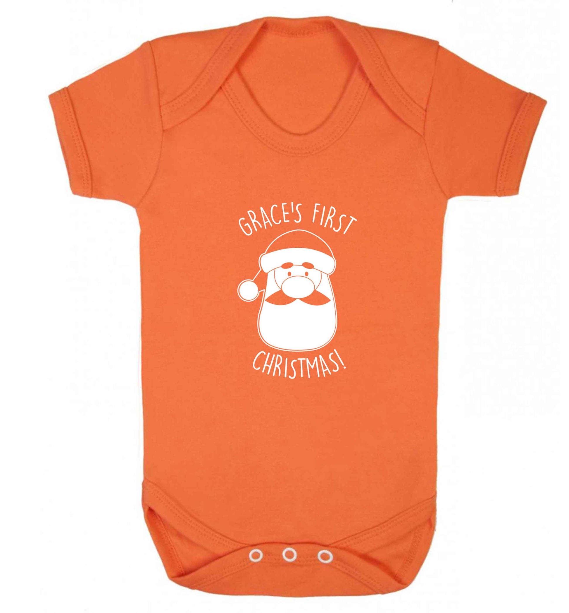 Personalised first Christmas - santa baby vest orange 18-24 months