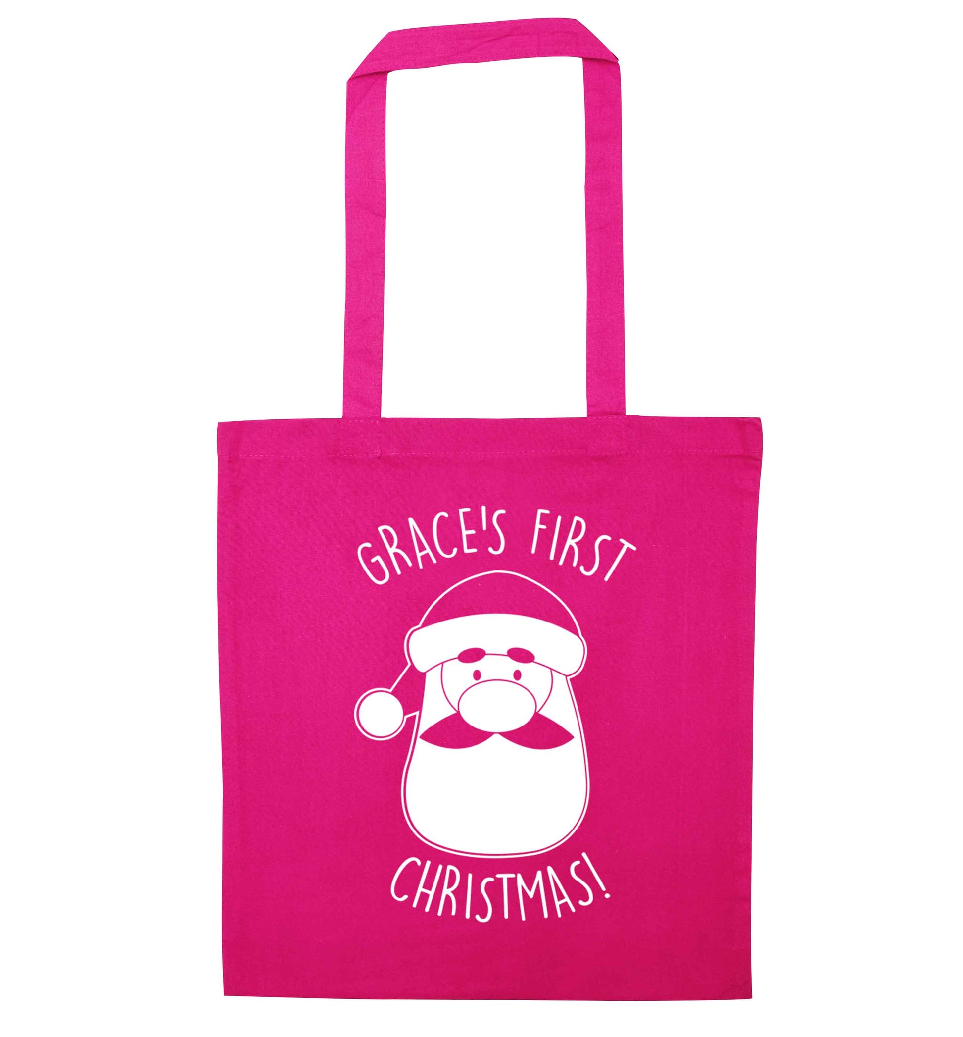 Personalised first Christmas - santa pink tote bag