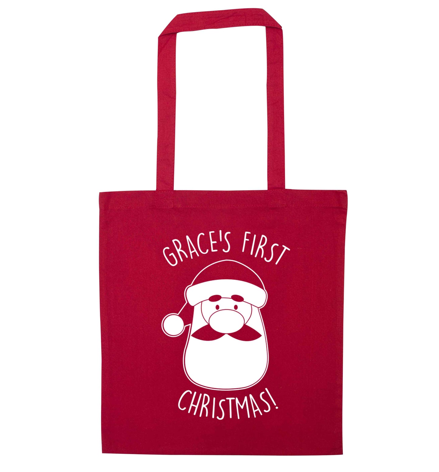 Personalised first Christmas - santa red tote bag