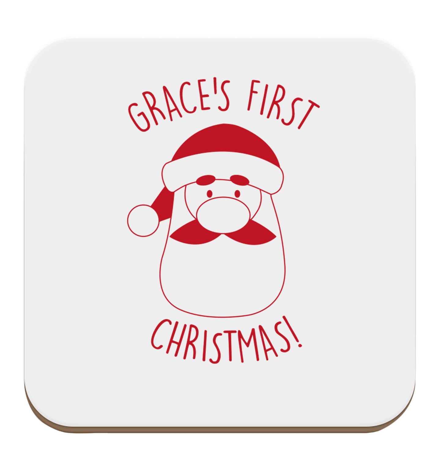 Personalised first Christmas - santa set of four coasters