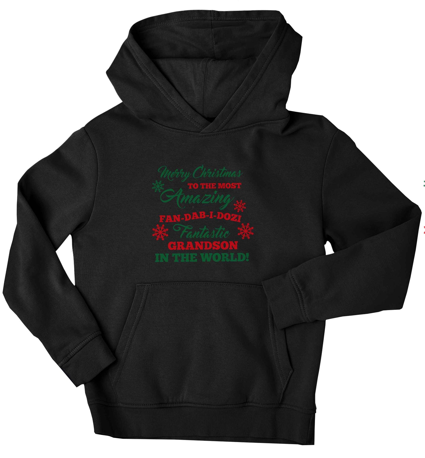 Merry Christmas to the most amazing fan-dab-i-dozi fantasic Grandson in the world children's black hoodie 12-13 Years