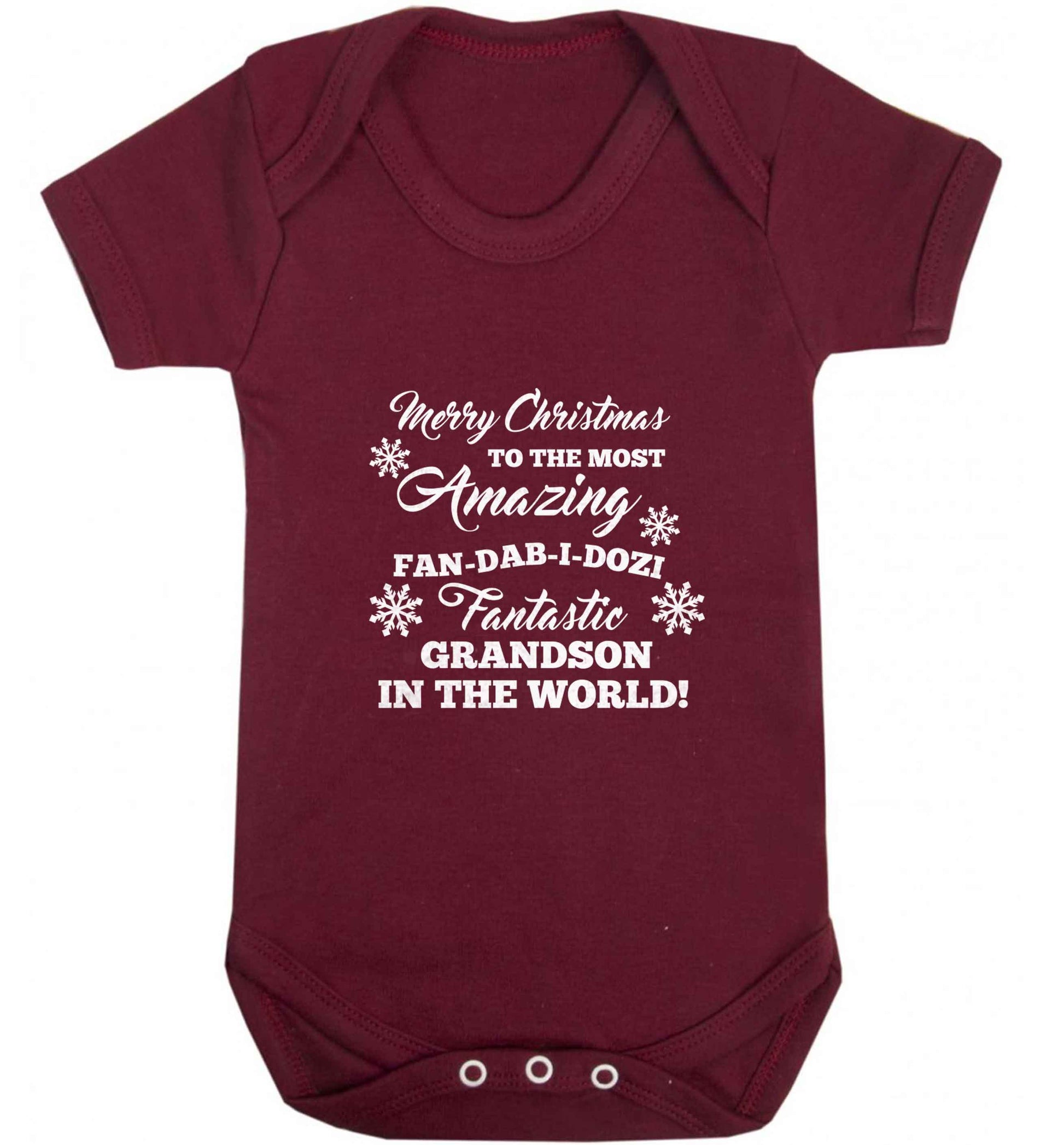 Merry Christmas to the most amazing fan-dab-i-dozi fantasic Grandson in the world baby vest maroon 18-24 months