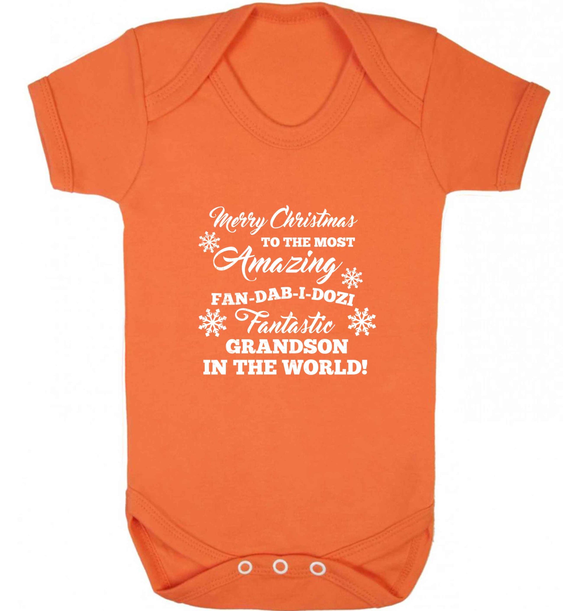Merry Christmas to the most amazing fan-dab-i-dozi fantasic Grandson in the world baby vest orange 18-24 months