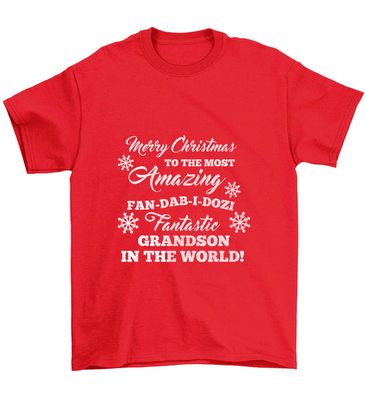 Merry Christmas to the most amazing fan-dab-i-dozi fantasic Grandson in the world Children's red Tshirt 12-13 Years