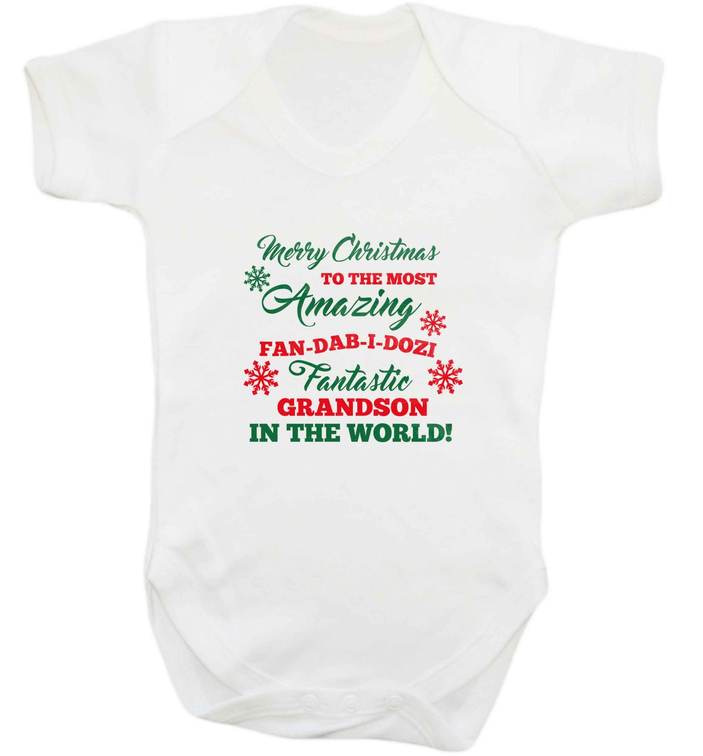 Merry Christmas to the most amazing fan-dab-i-dozi fantasic Grandson in the world baby vest white 18-24 months