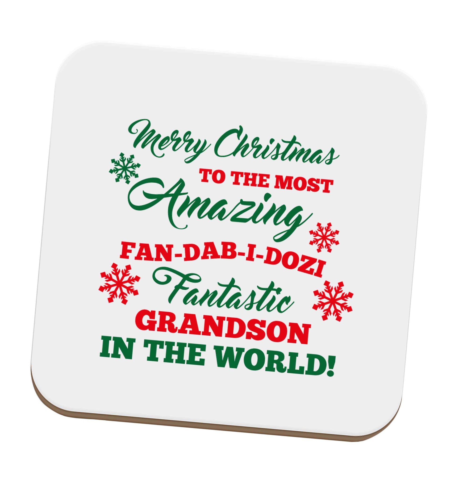 Merry Christmas to the most amazing fan-dab-i-dozi fantasic Grandson in the world set of four coasters