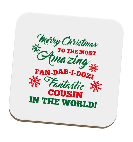Merry Christmas to the most amazing fan-dab-i-dozi fantasic Cousin in the world set of four coasters