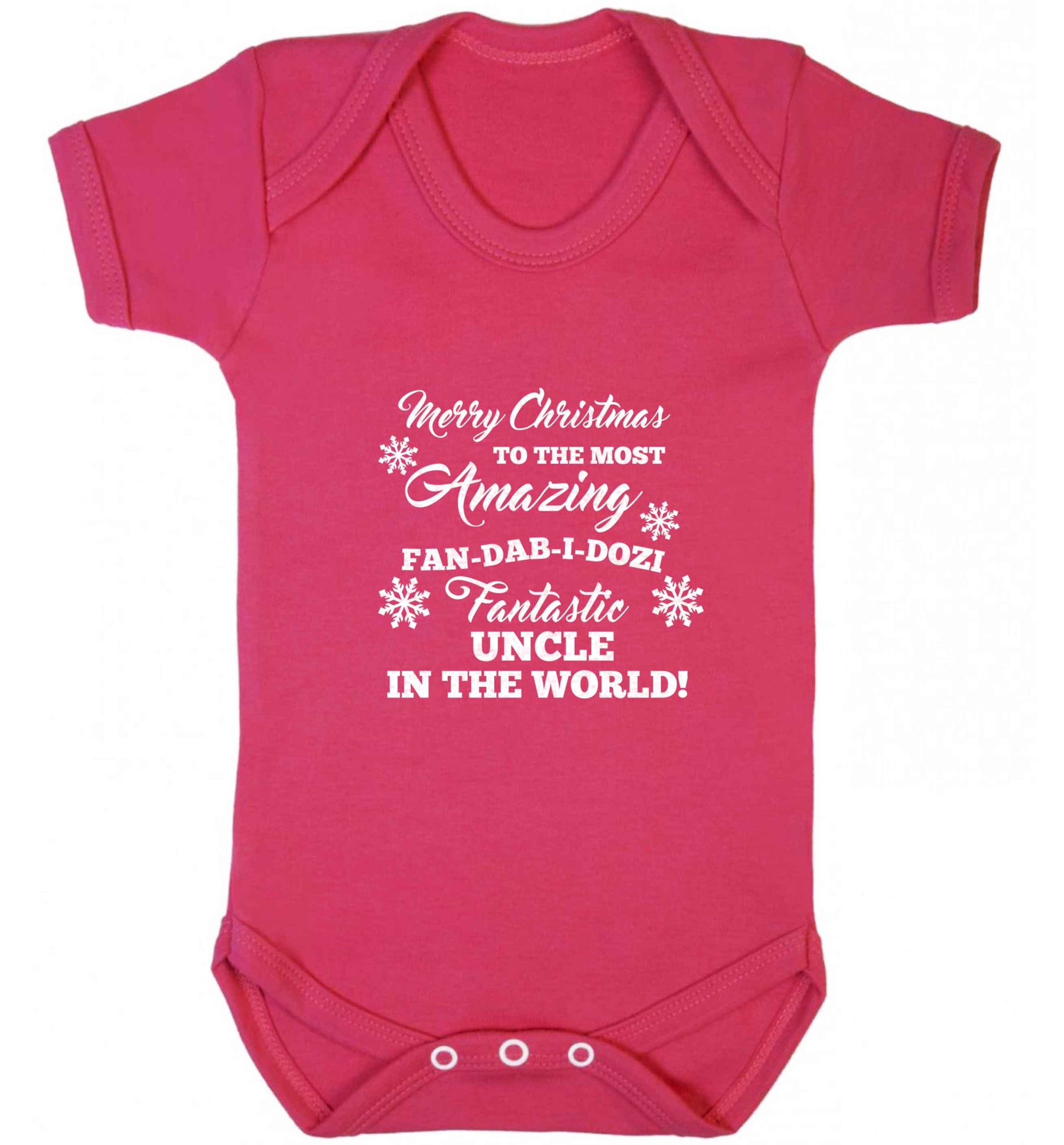 Merry Christmas to the most amazing fan-dab-i-dozi fantasic Uncle in the world baby vest dark pink 18-24 months