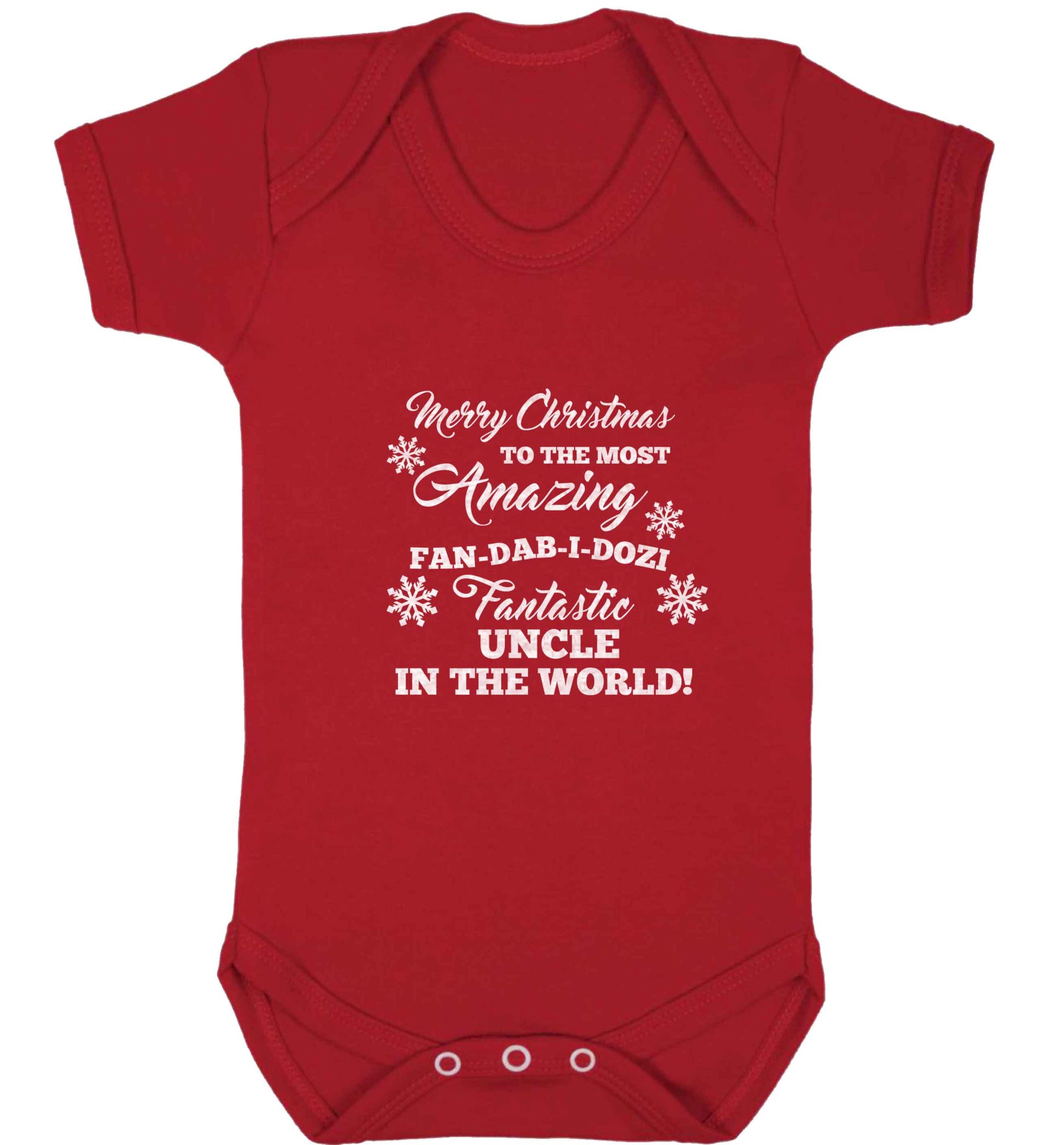Merry Christmas to the most amazing fan-dab-i-dozi fantasic Uncle in the world baby vest red 18-24 months