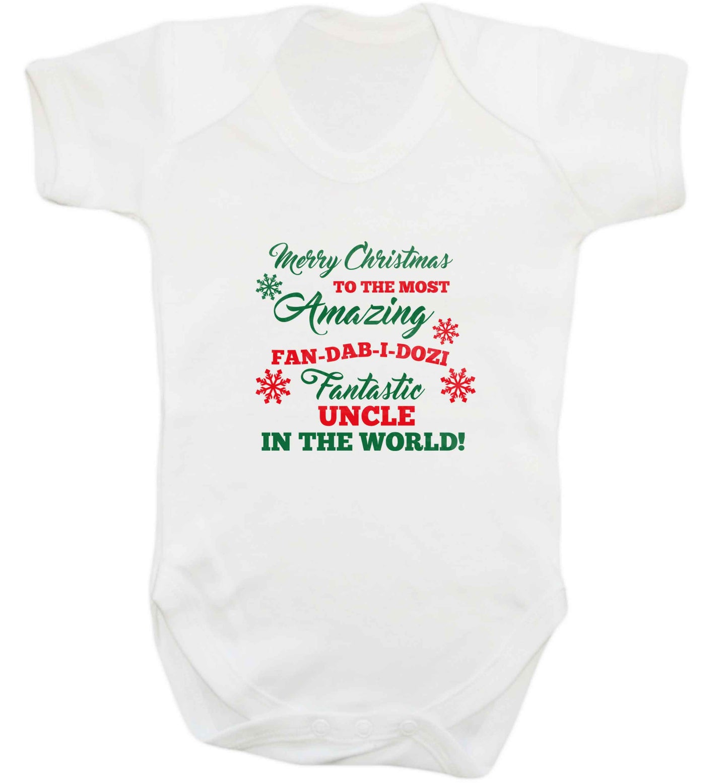 Merry Christmas to the most amazing fan-dab-i-dozi fantasic Uncle in the world baby vest white 18-24 months