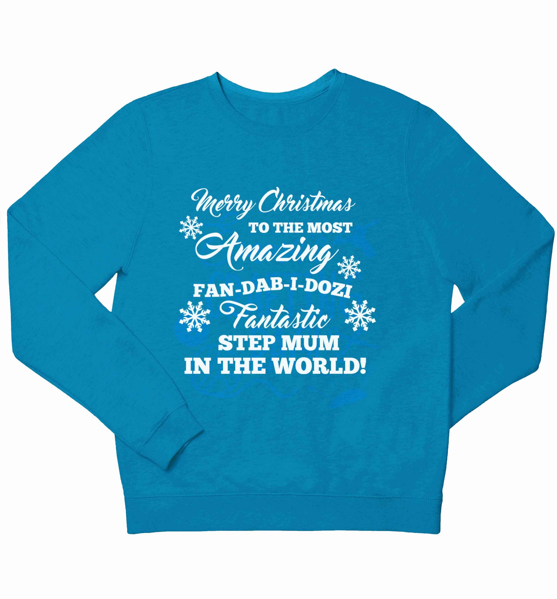 Merry Christmas to the most amazing fan-dab-i-dozi fantasic Step Mum in the world children's blue sweater 12-13 Years