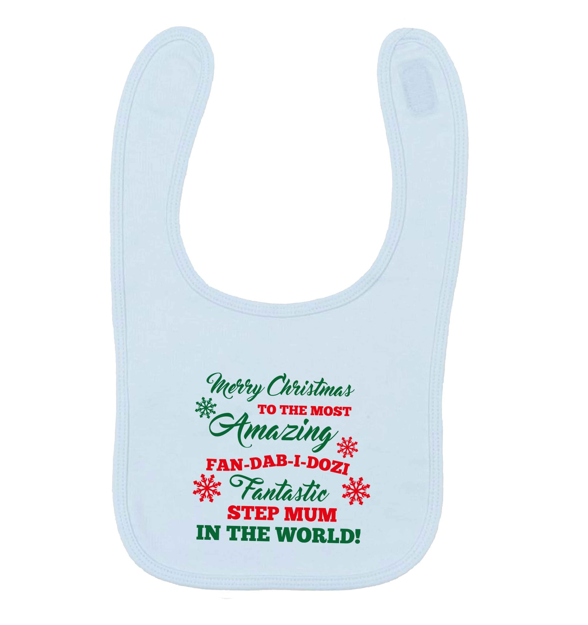 Merry Christmas to the most amazing fan-dab-i-dozi fantasic Step Mum in the world pale blue baby bib