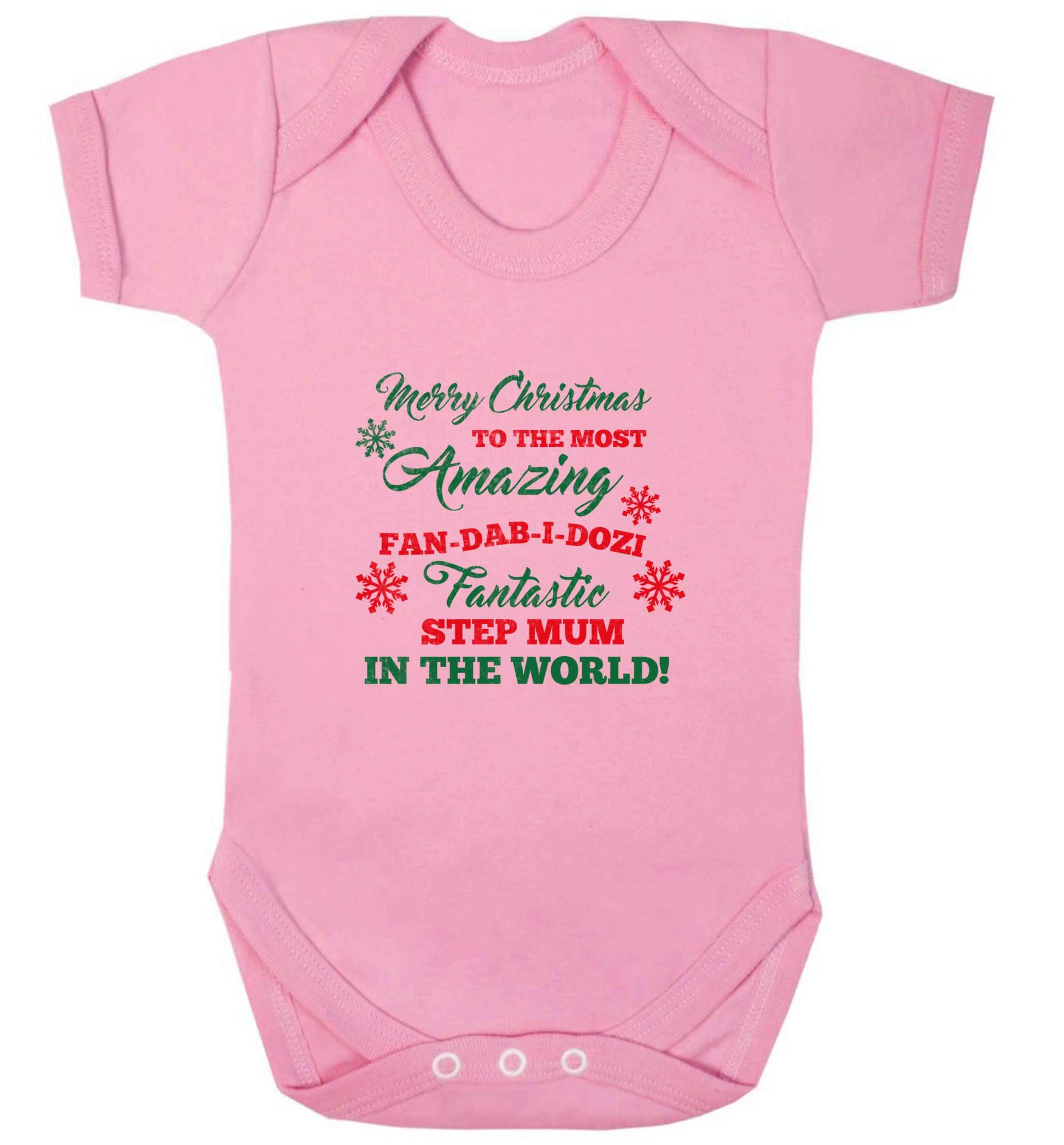 Merry Christmas to the most amazing fan-dab-i-dozi fantasic Step Mum in the world baby vest pale pink 18-24 months